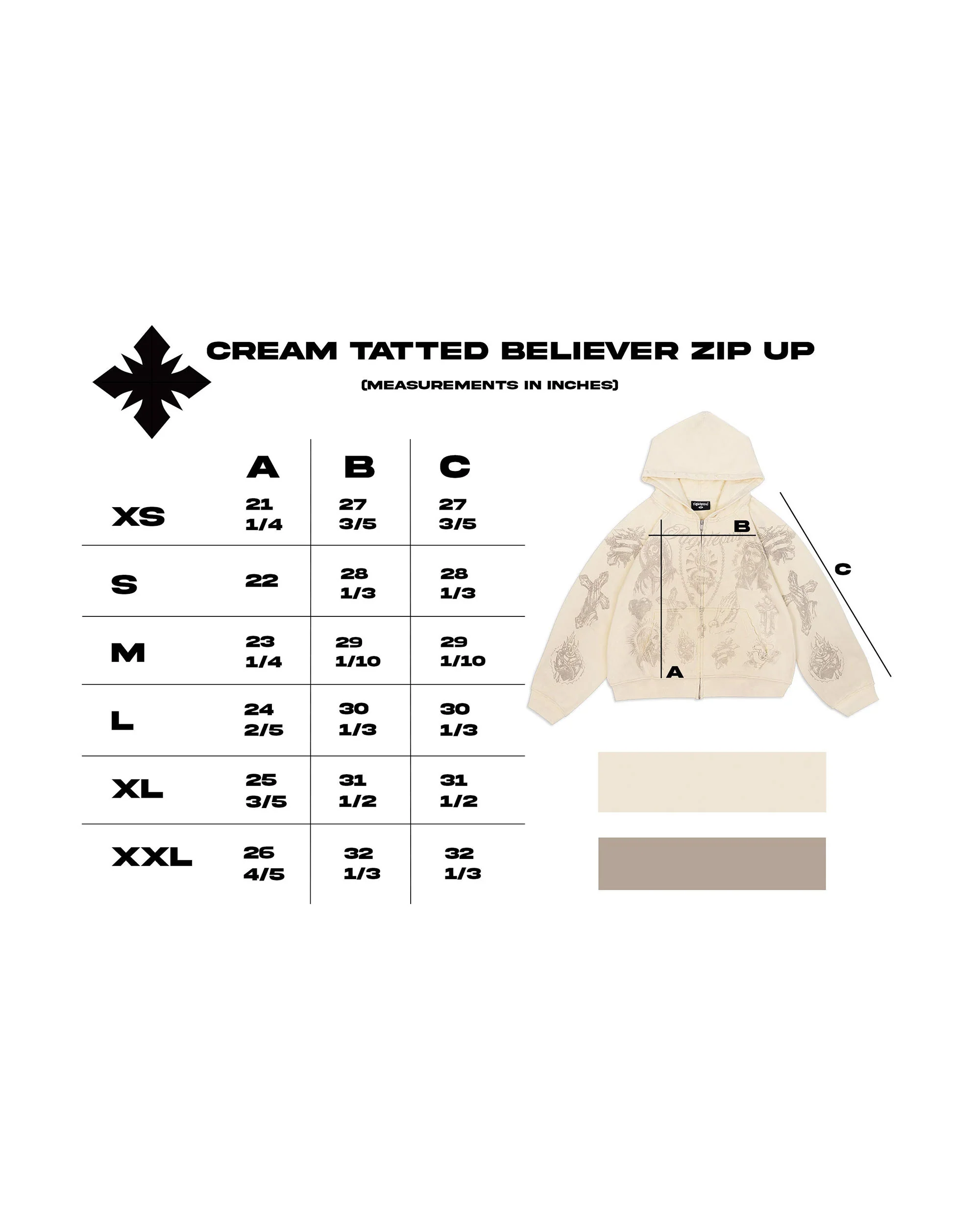 "Tatted Believer" Zip Up (Cream) - Image 3