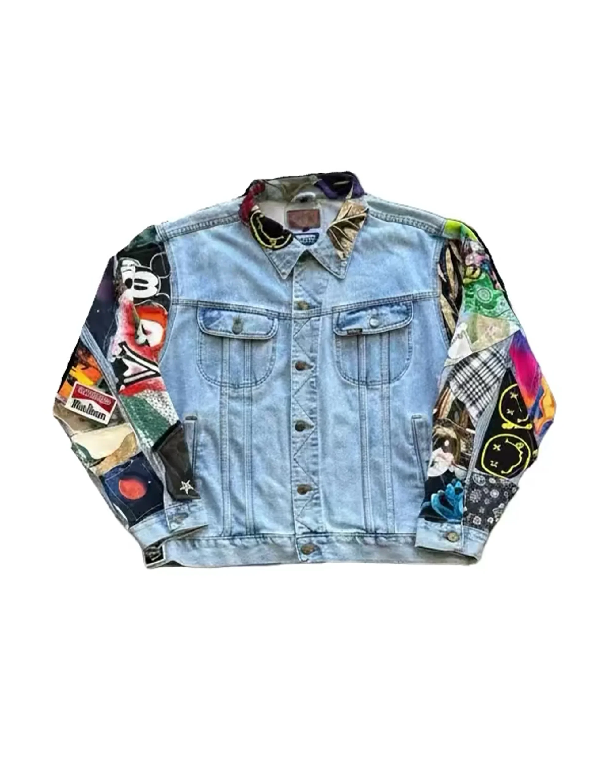 Tee Patchwork Detail Denim Jacket