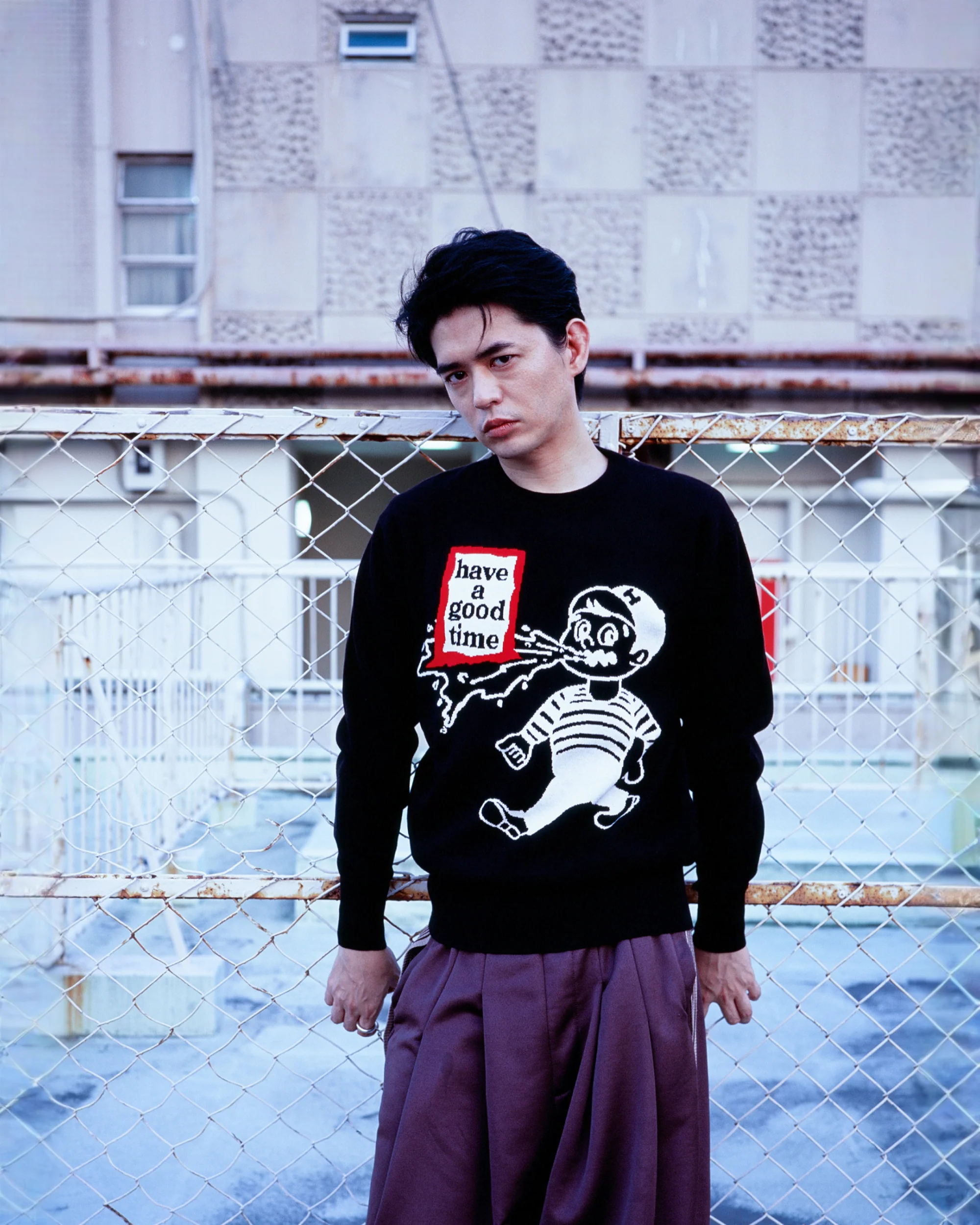 THROW UP MAN FRAME KNIT SWEATER BLACK - Image 5