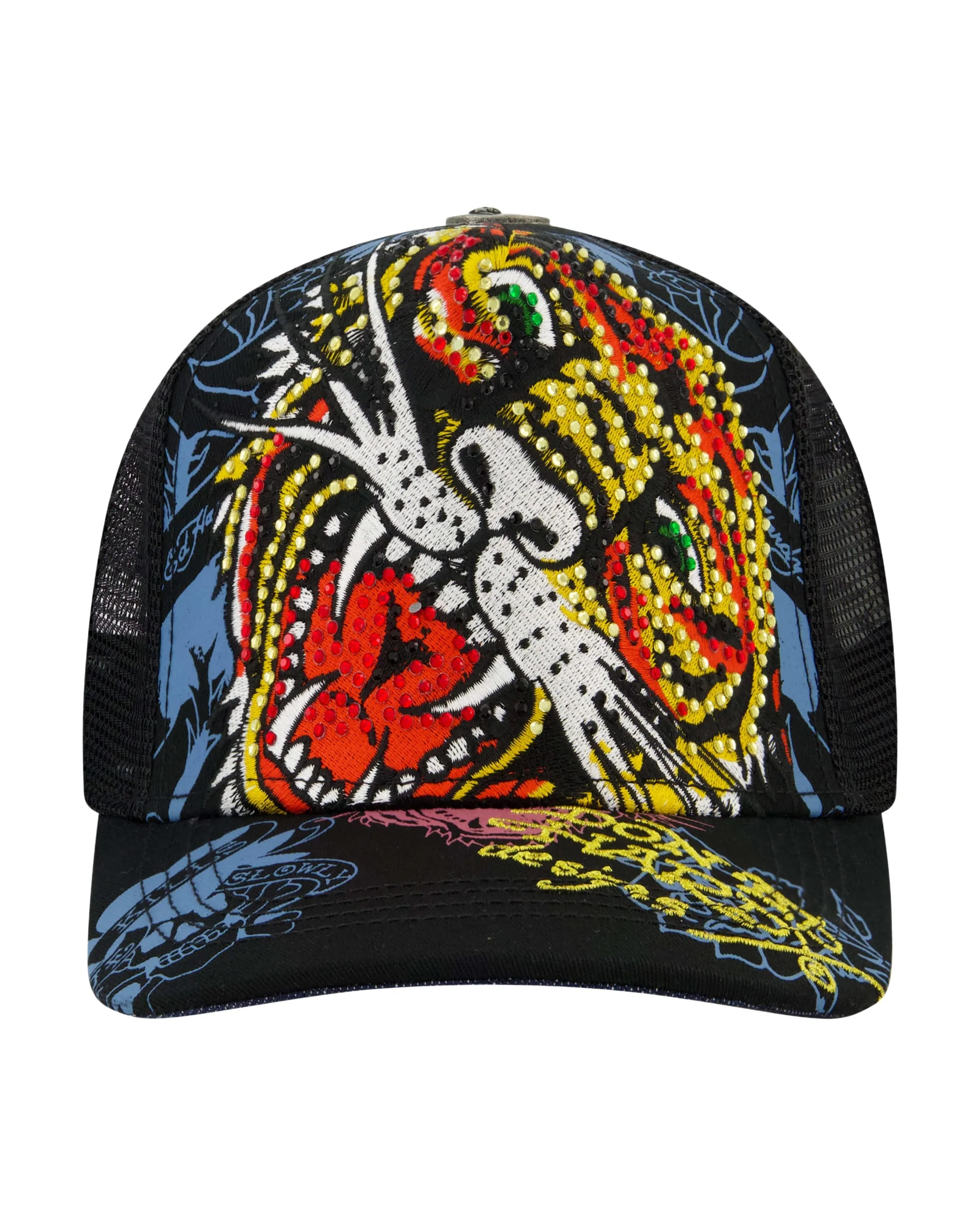 Tiger Head Rhinestone Trucker Hat