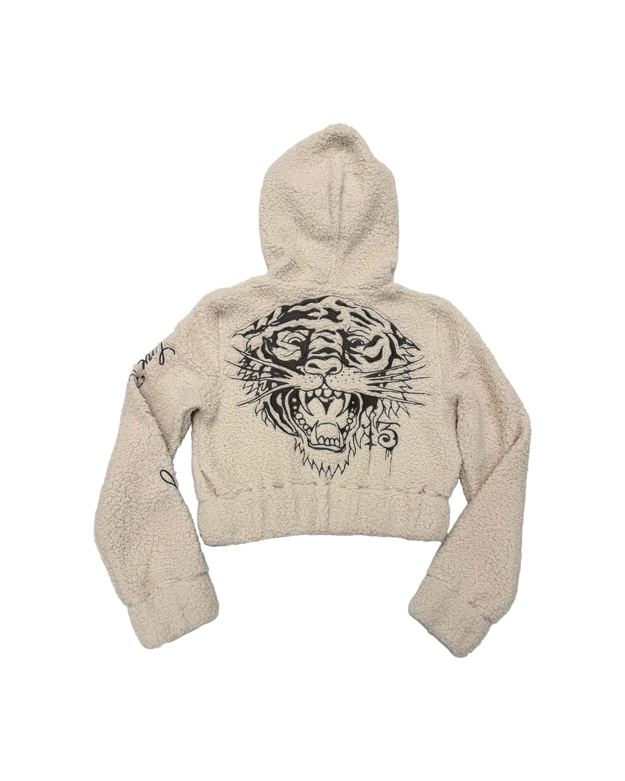 Tiger Hooded Sherpa Zip Up Jacket - Image 2