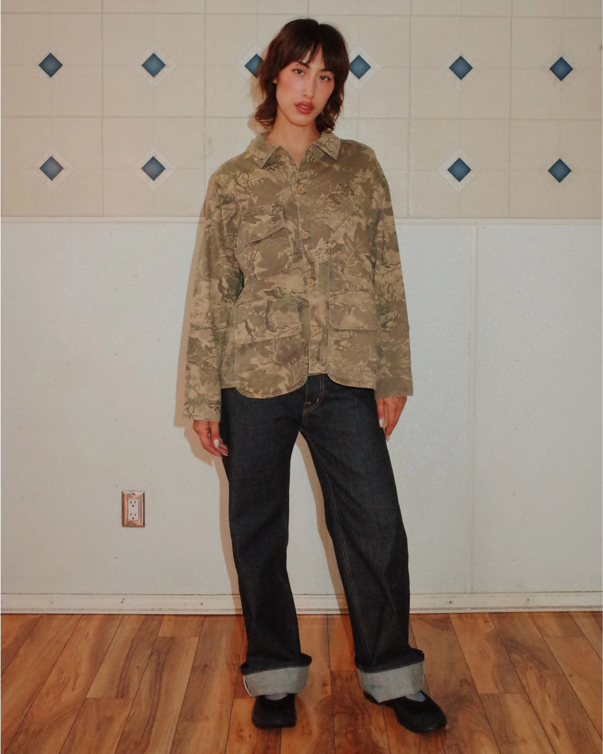 Twill Military Shirt Jacket - Leaf Camo - Image 3
