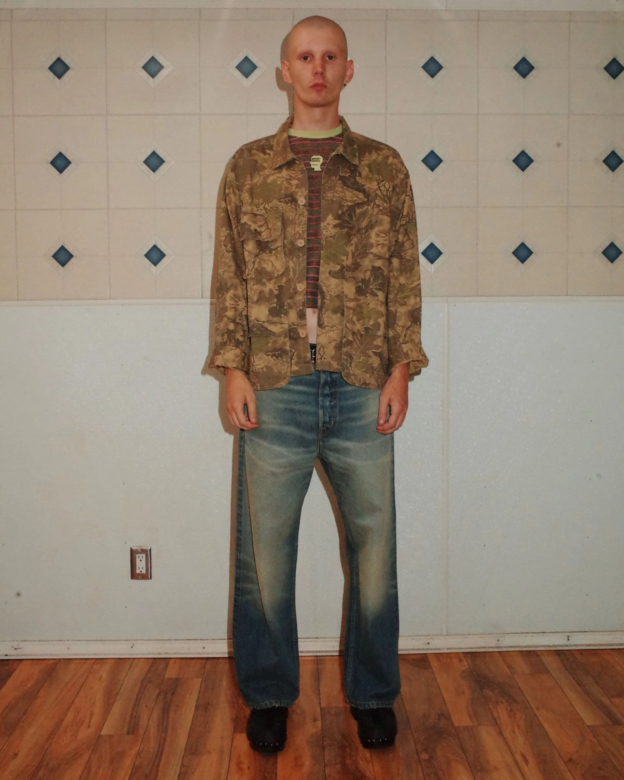 Twill Military Shirt Jacket - Leaf Camo - Image 5