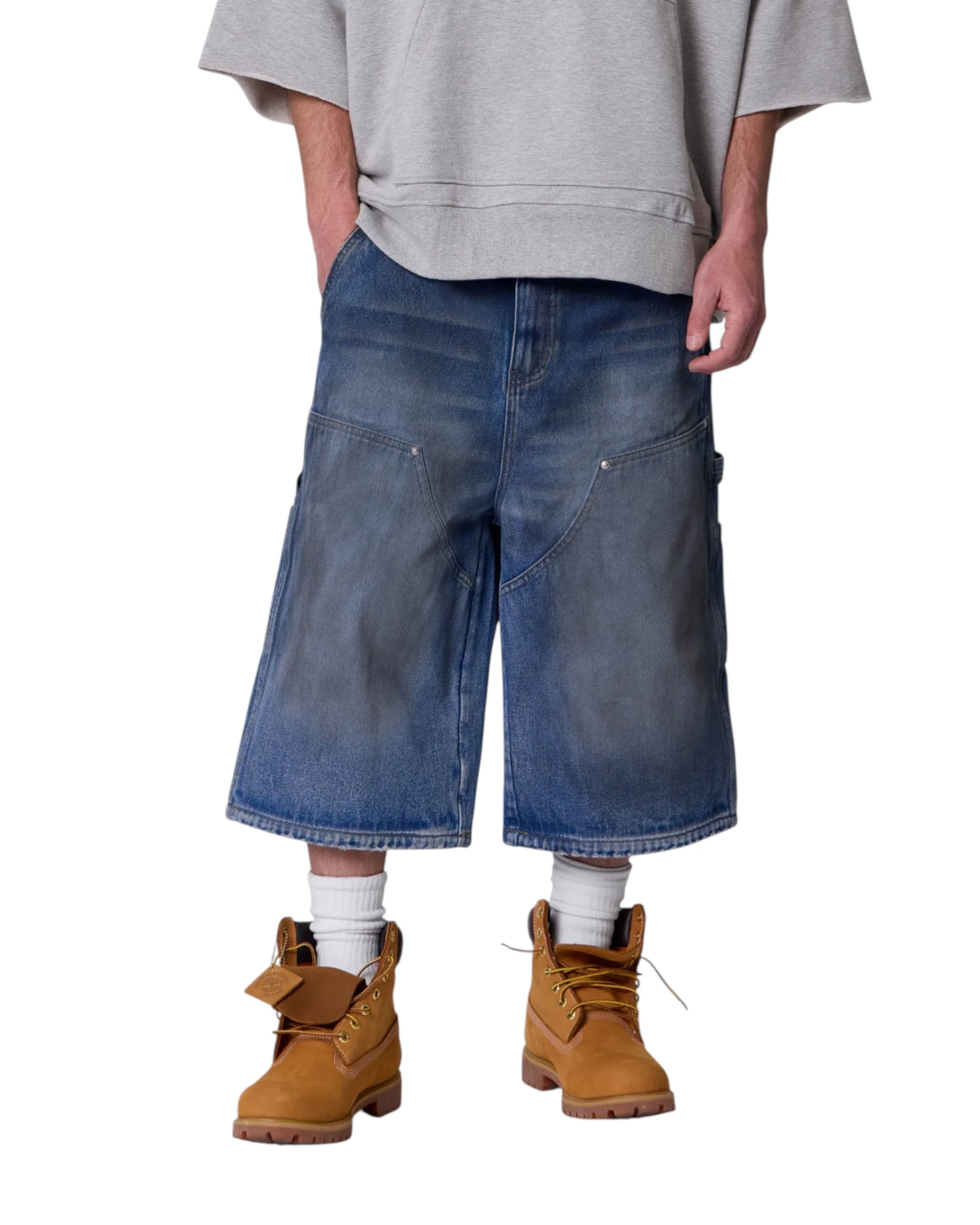 Ultra Baggy Carpenter Shorts - Washed Blue - Image 4