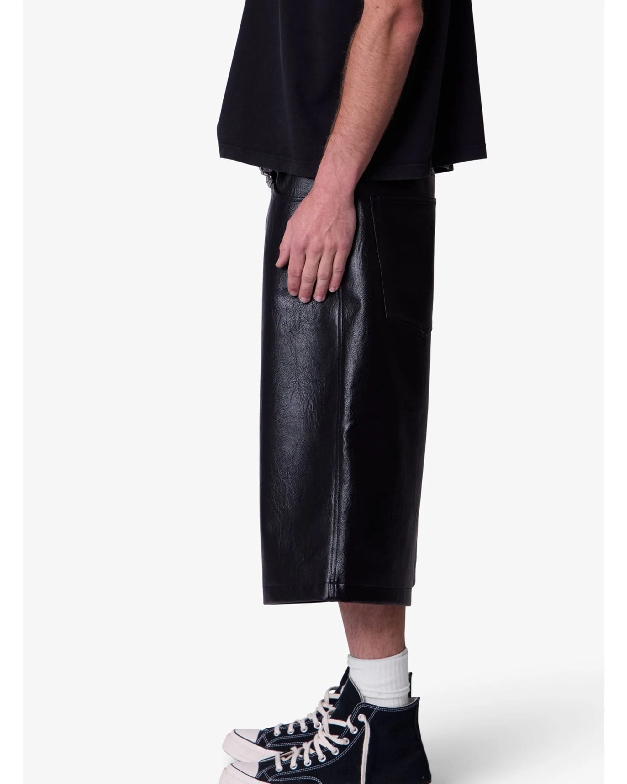 Ultra Baggy Leather Shorts - Black - Image 6