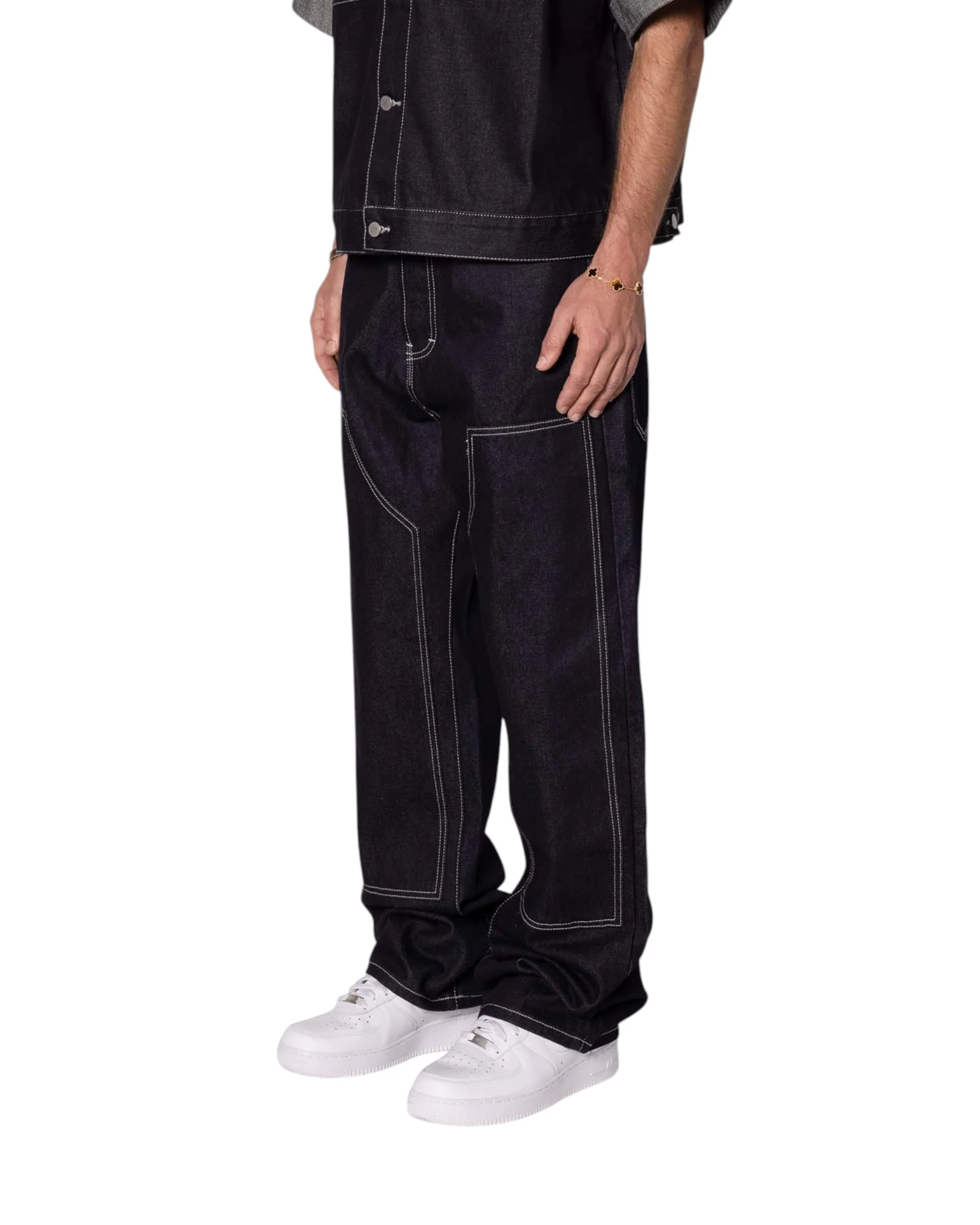 Ultra Baggy Raw Work Denim - Blue - Image 5