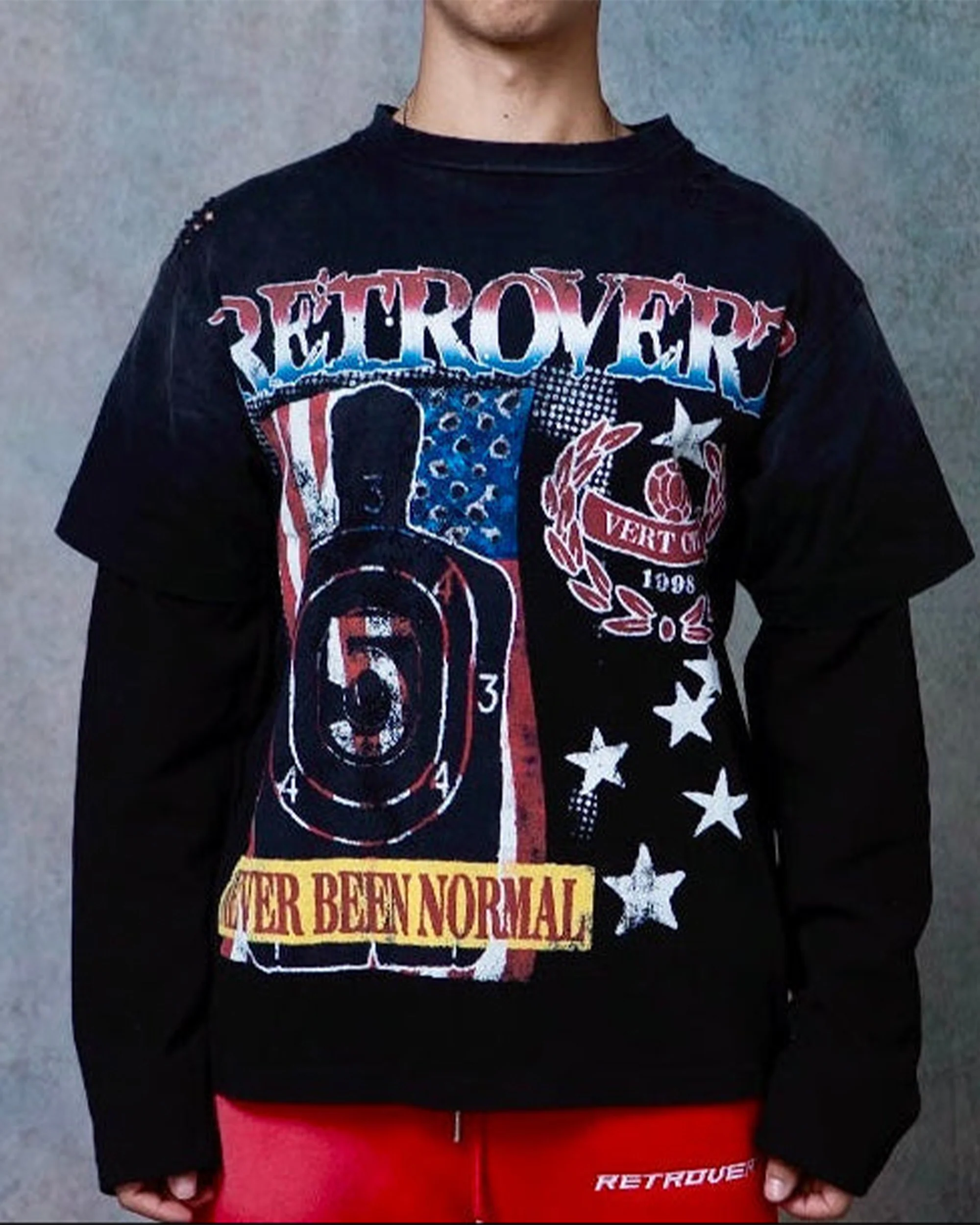 USA Longsleeve Thermal T-Shirt- Black - Image 2