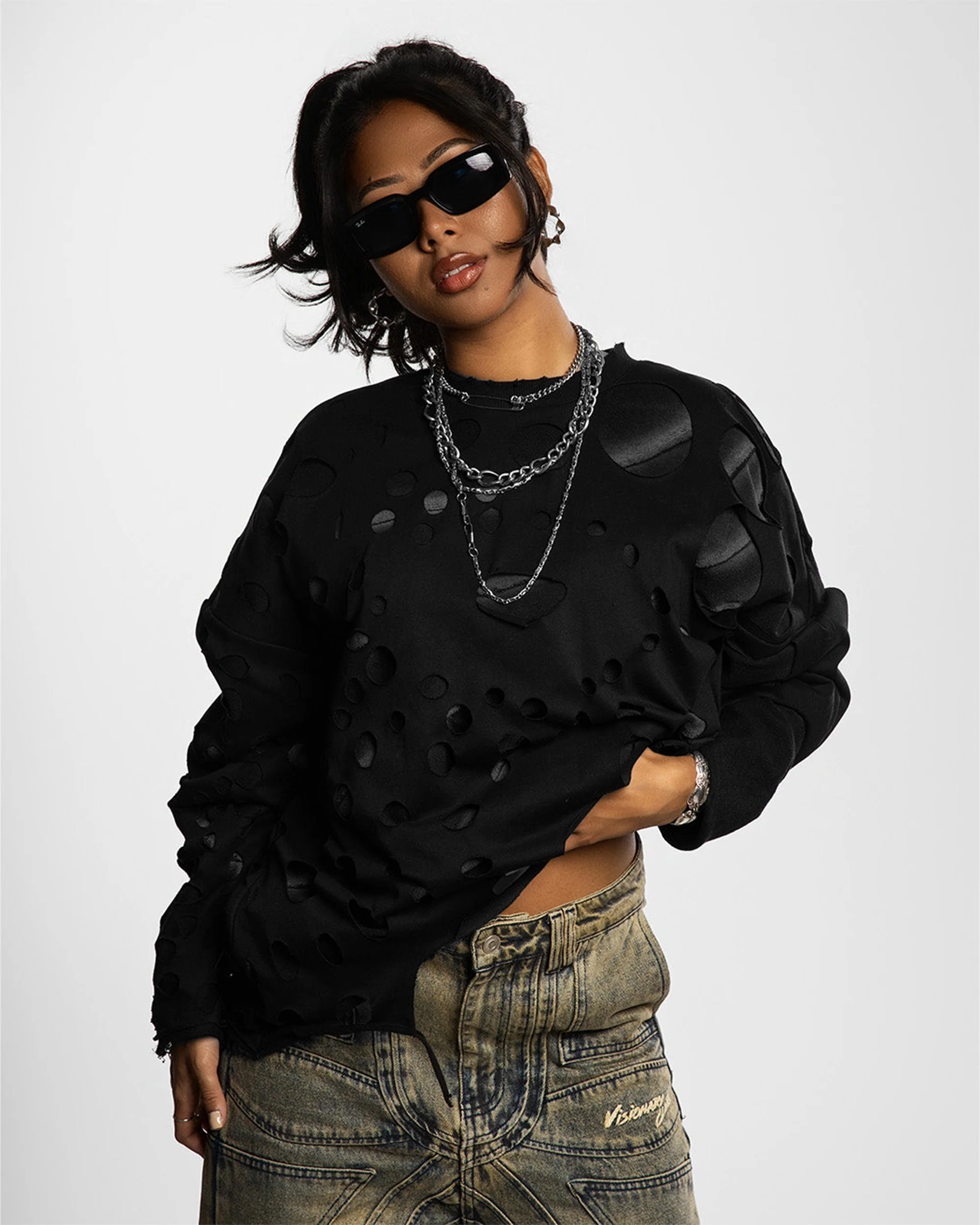 "VEIL OF DESIRE" LONG SLEEVE (BLACK) - Image 5