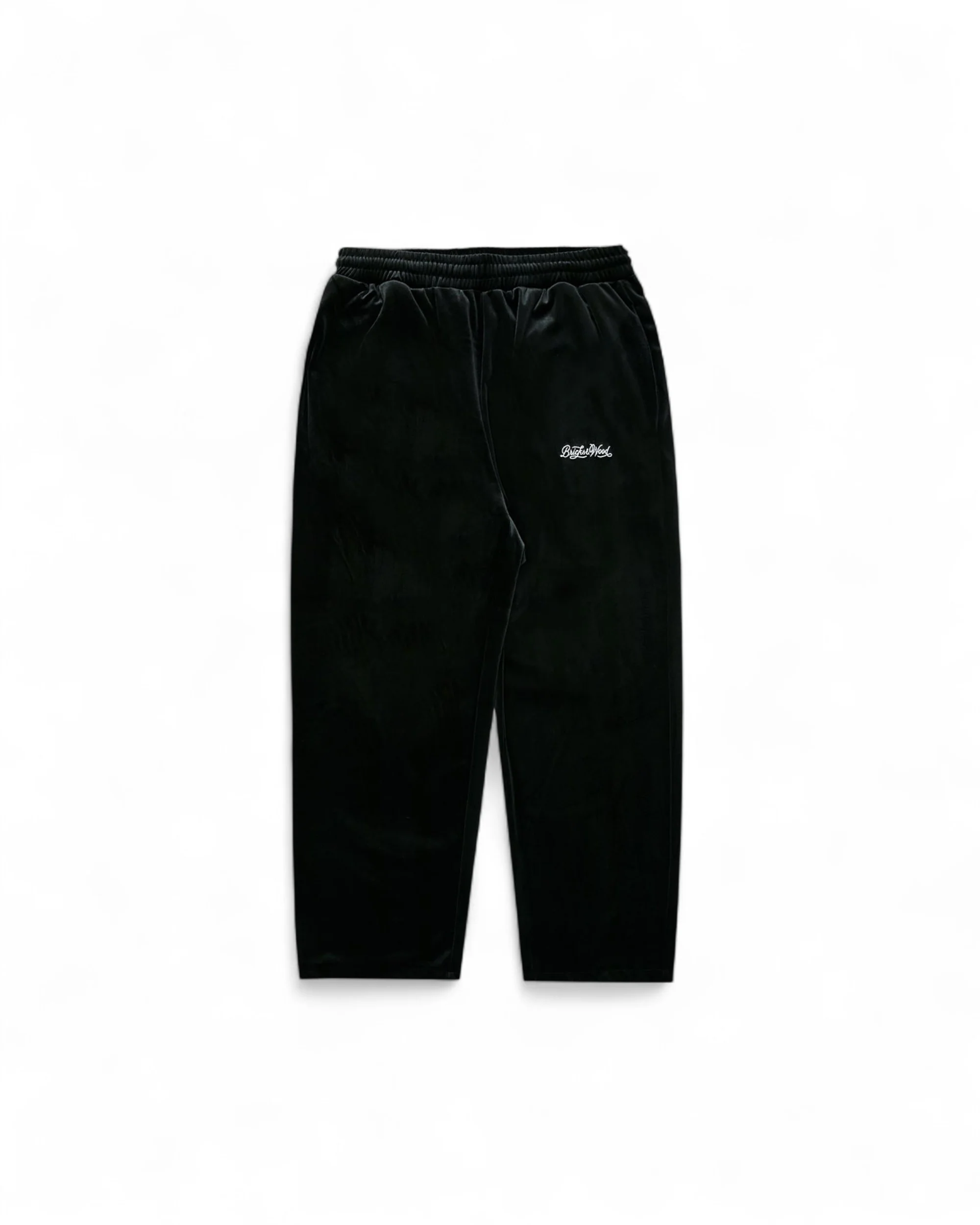 Velour Script Logo Track Pants - Black