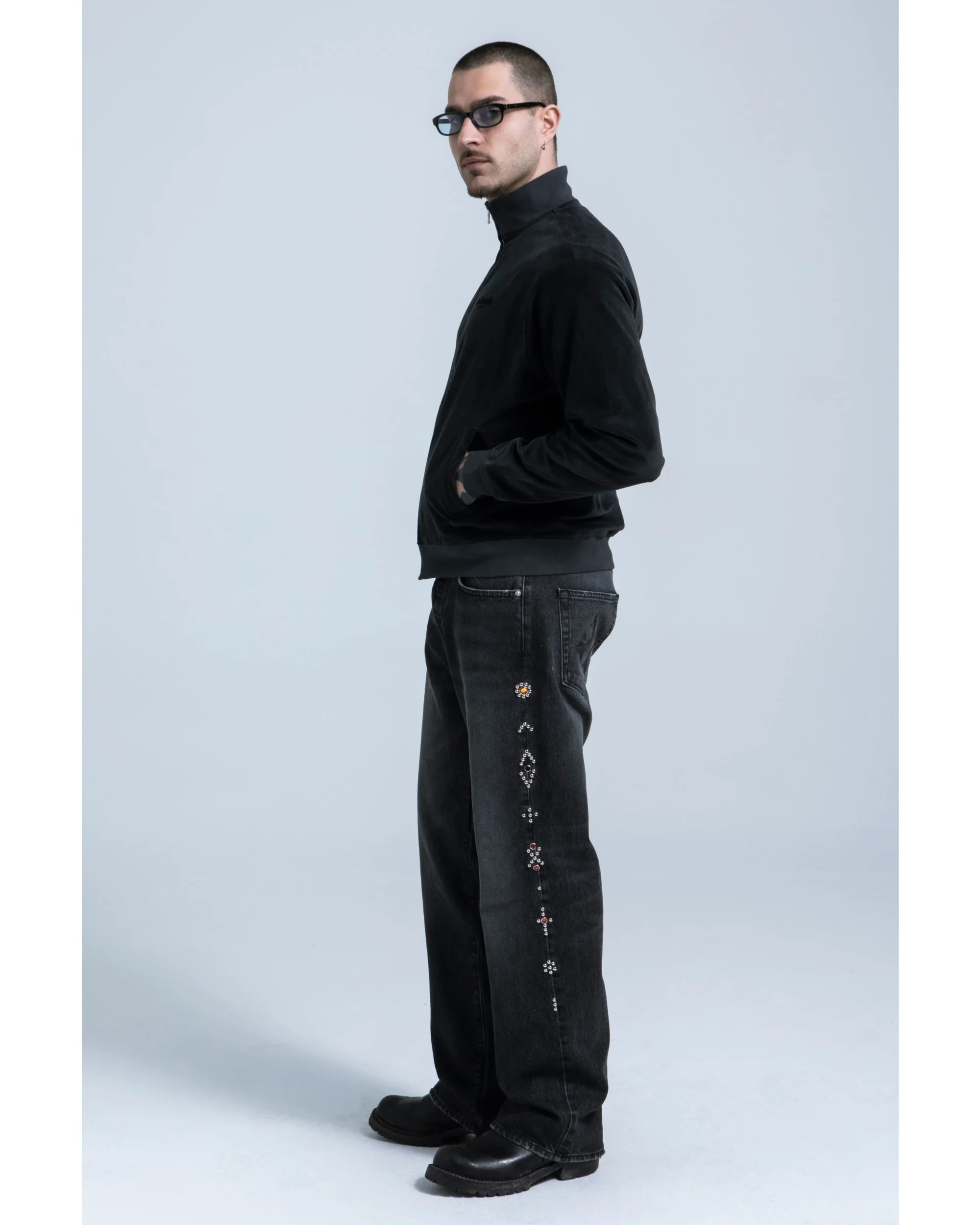 Velour Track Jacket - Charcoal - Image 5