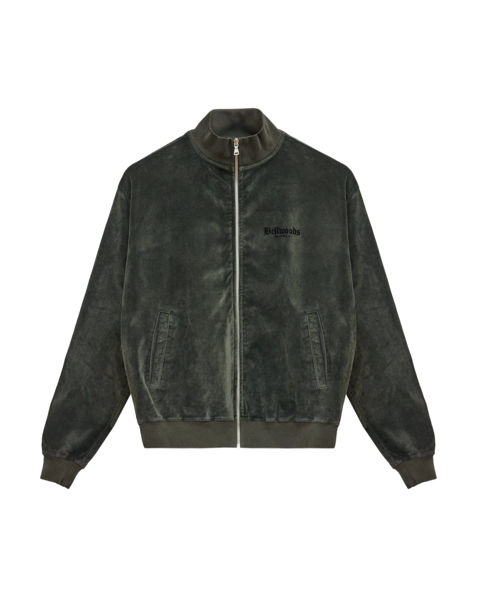 Velour Track Jacket - Deep Olive