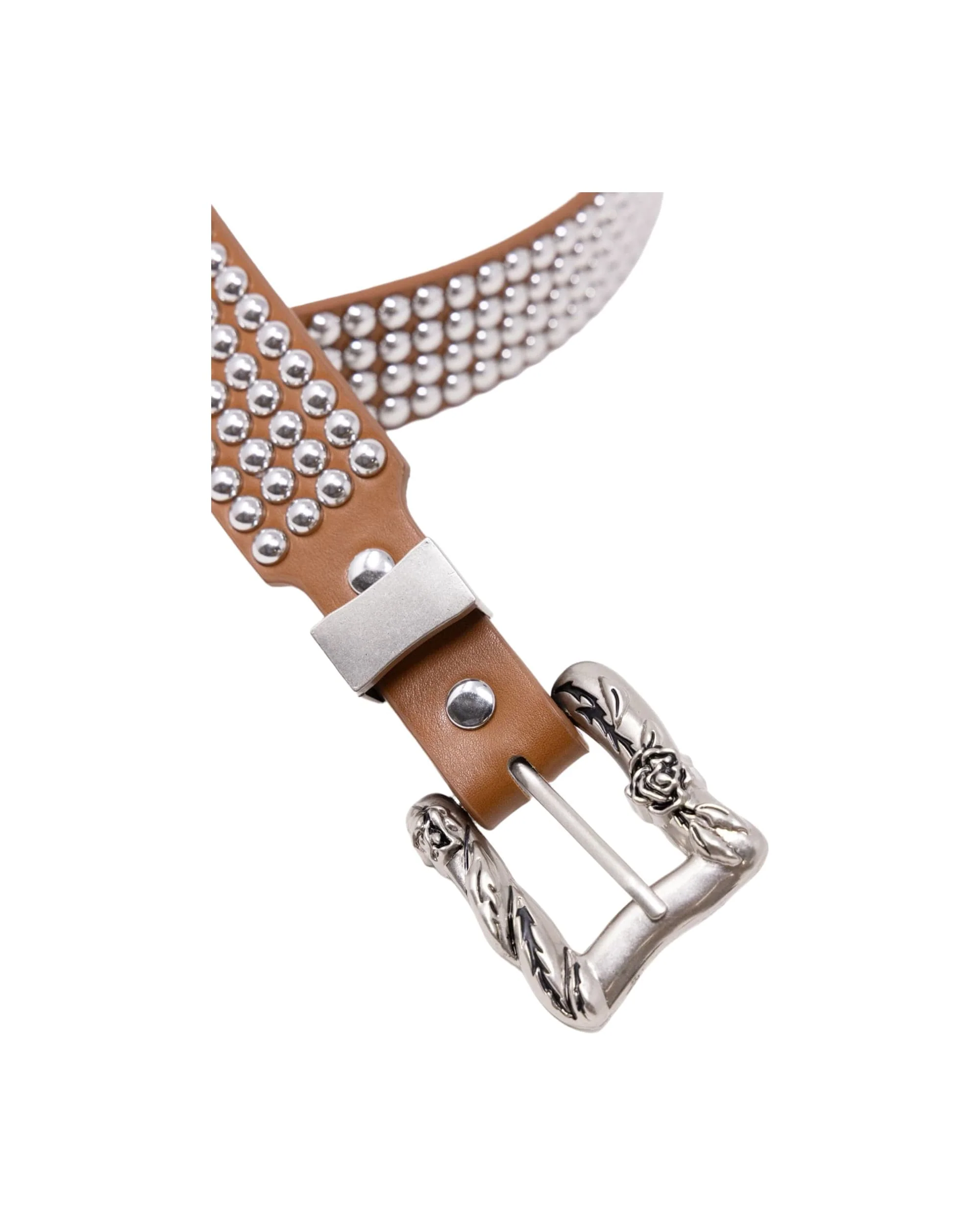 Vintage Studded Belt - Brown - Image 3