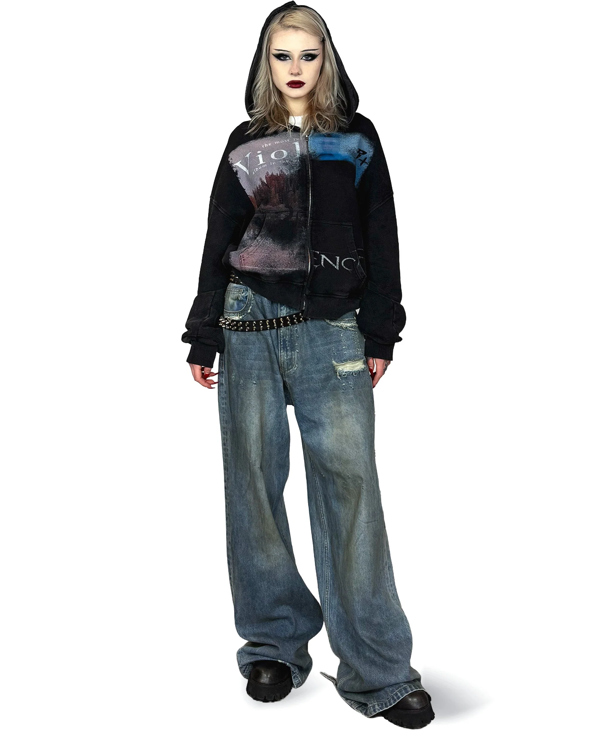 VIOLENCE - OVERSIZED ZIP-HOODIE (WASHED) | UNISEX - Image 16
