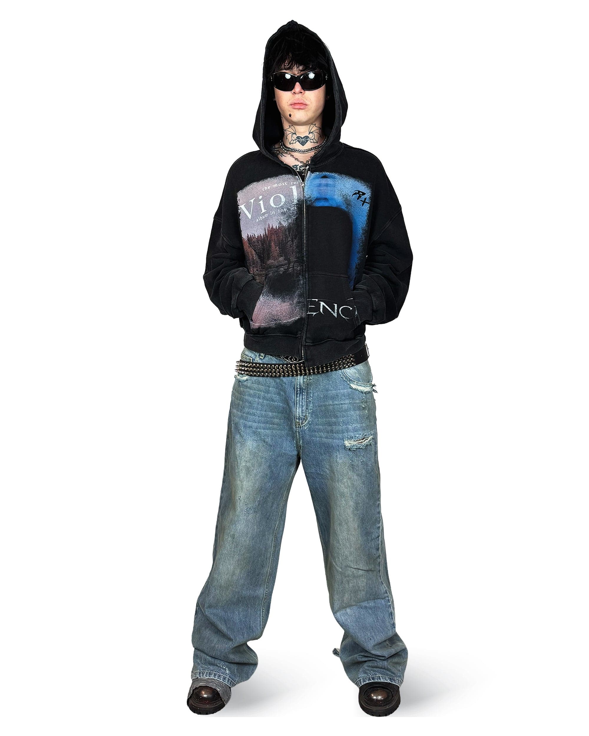 VIOLENCE - OVERSIZED ZIP-HOODIE (WASHED) | UNISEX - Image 3