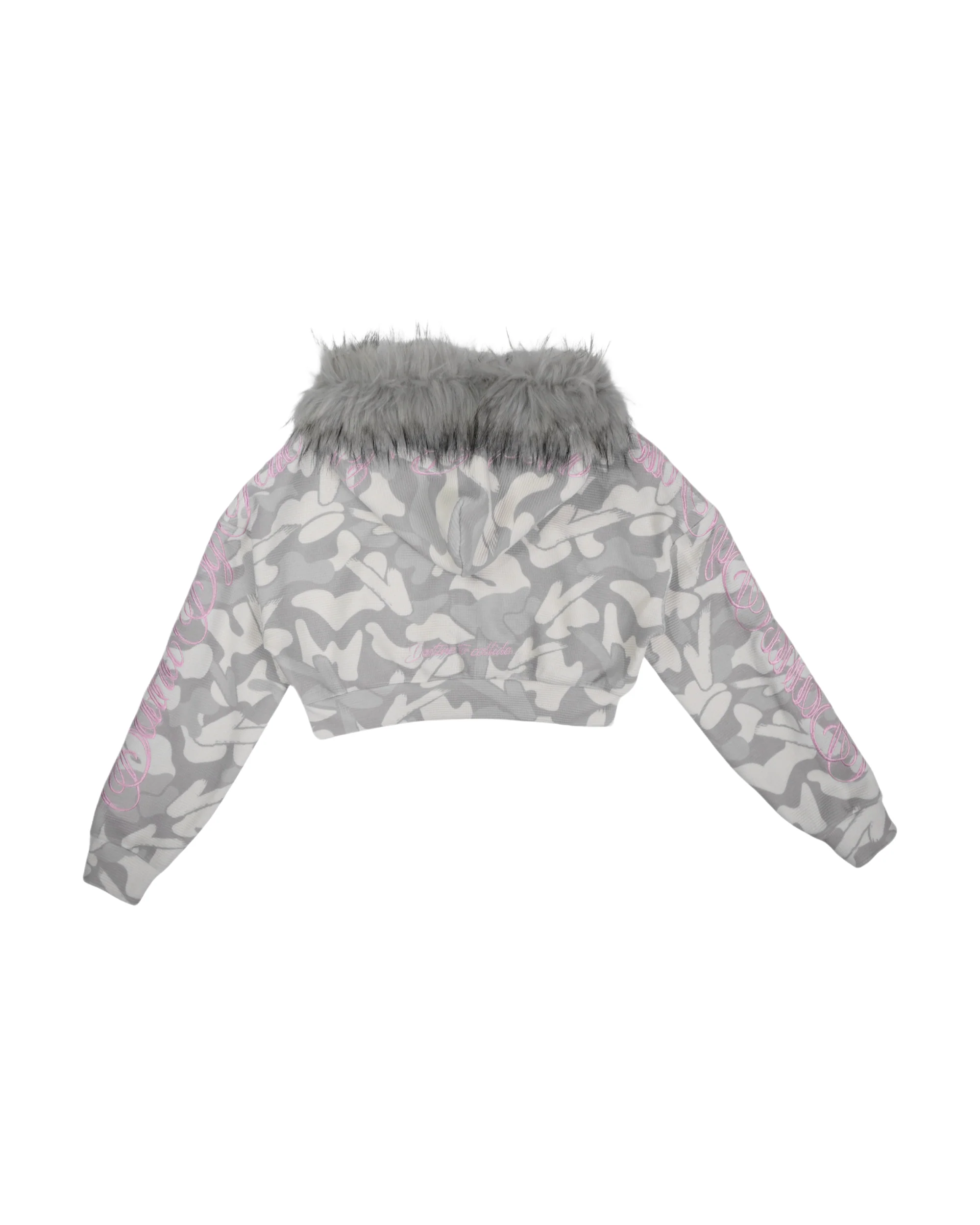VISIONARY "BOUND BY FATE" CAMO FUR CROPPED ZIP-UP JACKET (WOMEN) - Image 2
