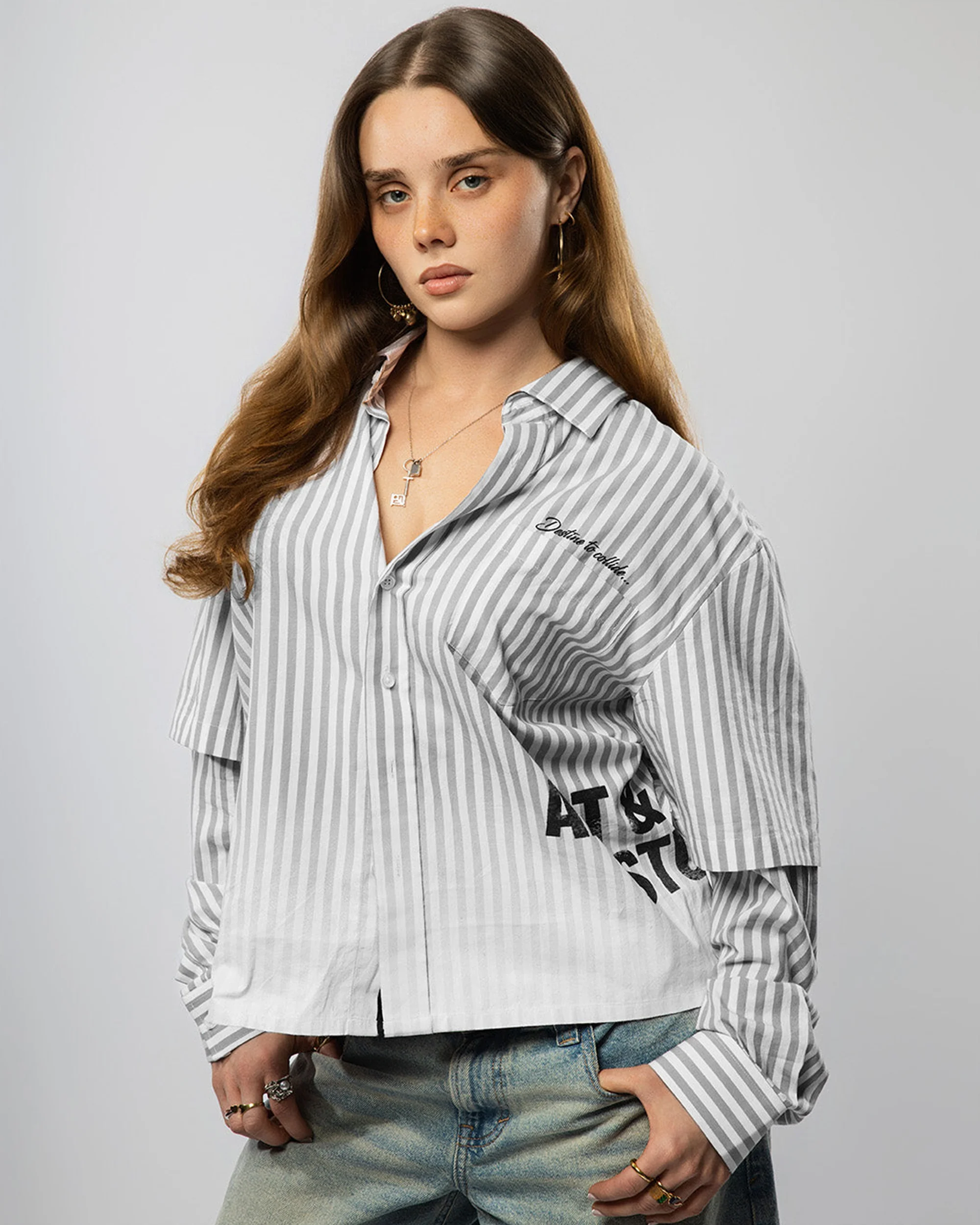 VISIONARY DOUBLE SLEEVE FADE BUTTON DOWN ( BLACK ) - Image 3