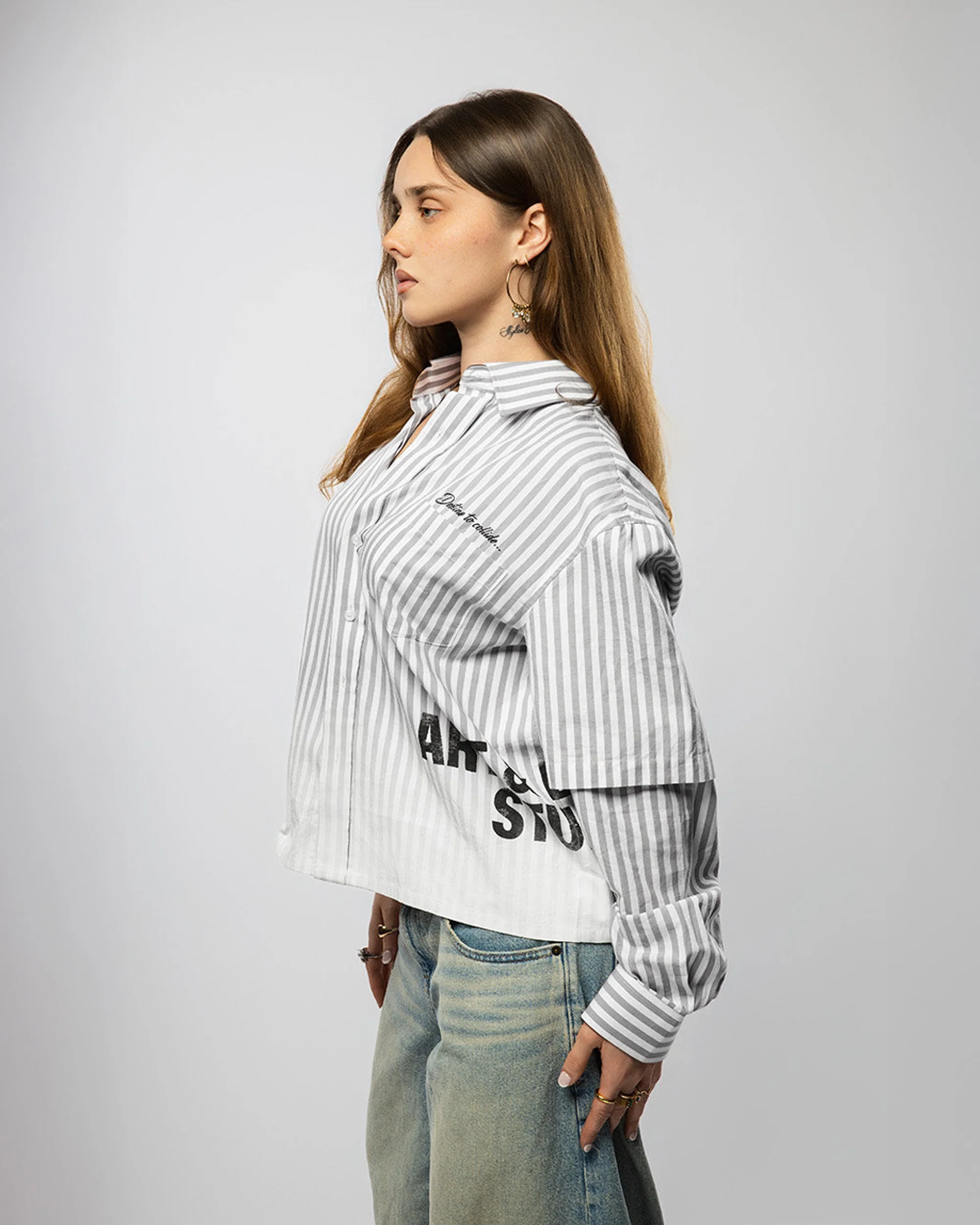 VISIONARY DOUBLE SLEEVE FADE BUTTON DOWN ( BLACK ) - Image 5