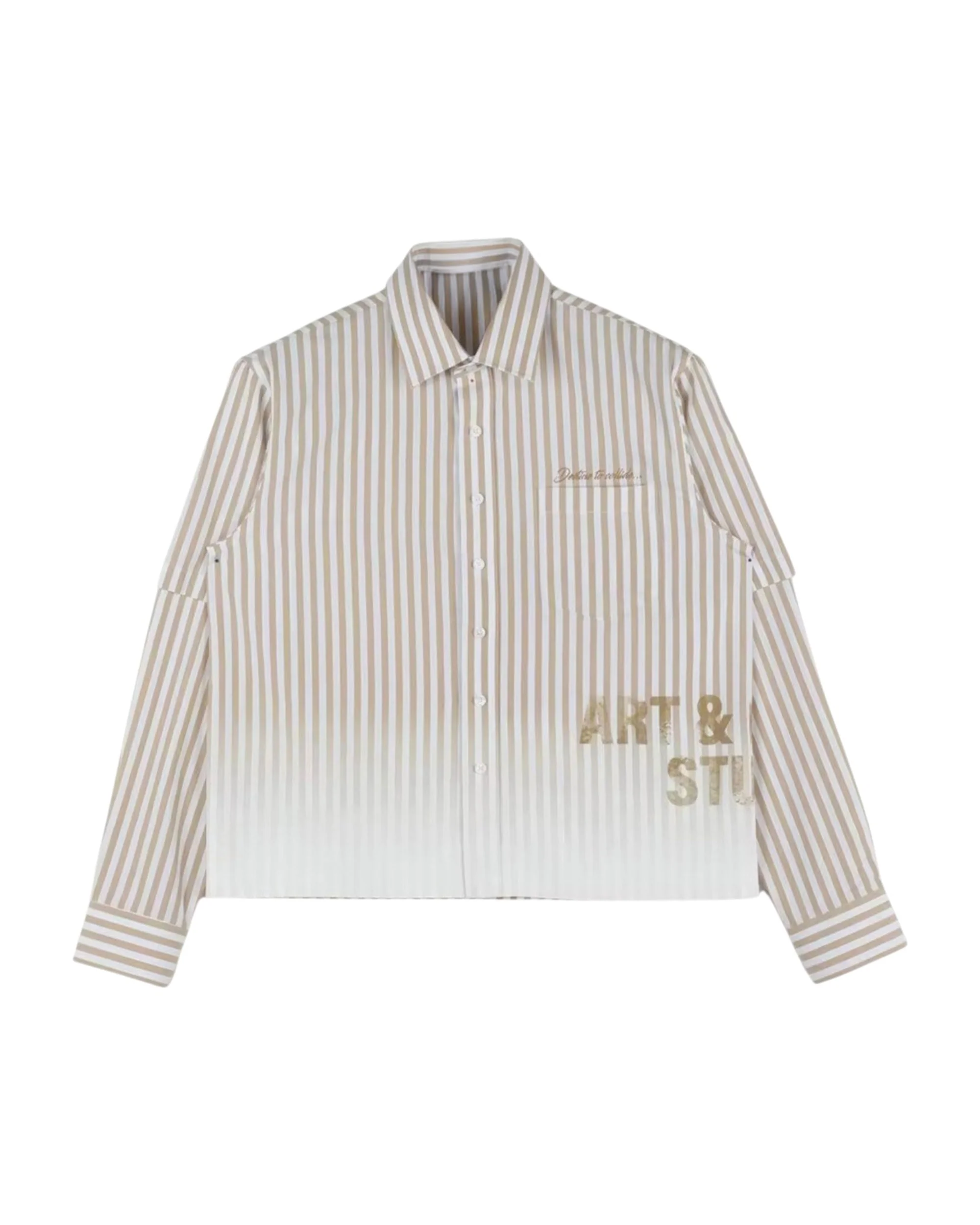 VISIONARY DOUBLE SLEEVE FADE BUTTON DOWN ( BROWN )