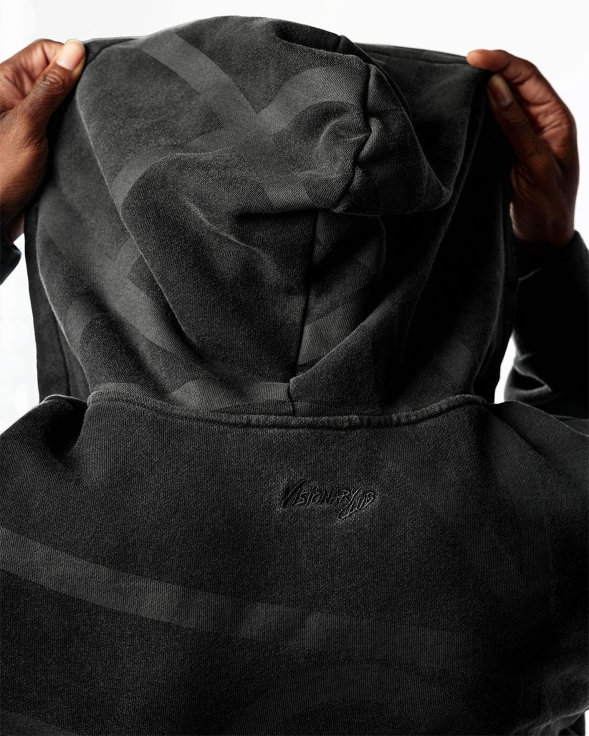 VISIONARY "TWISTED CHAOS" DISTRESSED HOODIE (TRIPLE BLACK) - Image 7