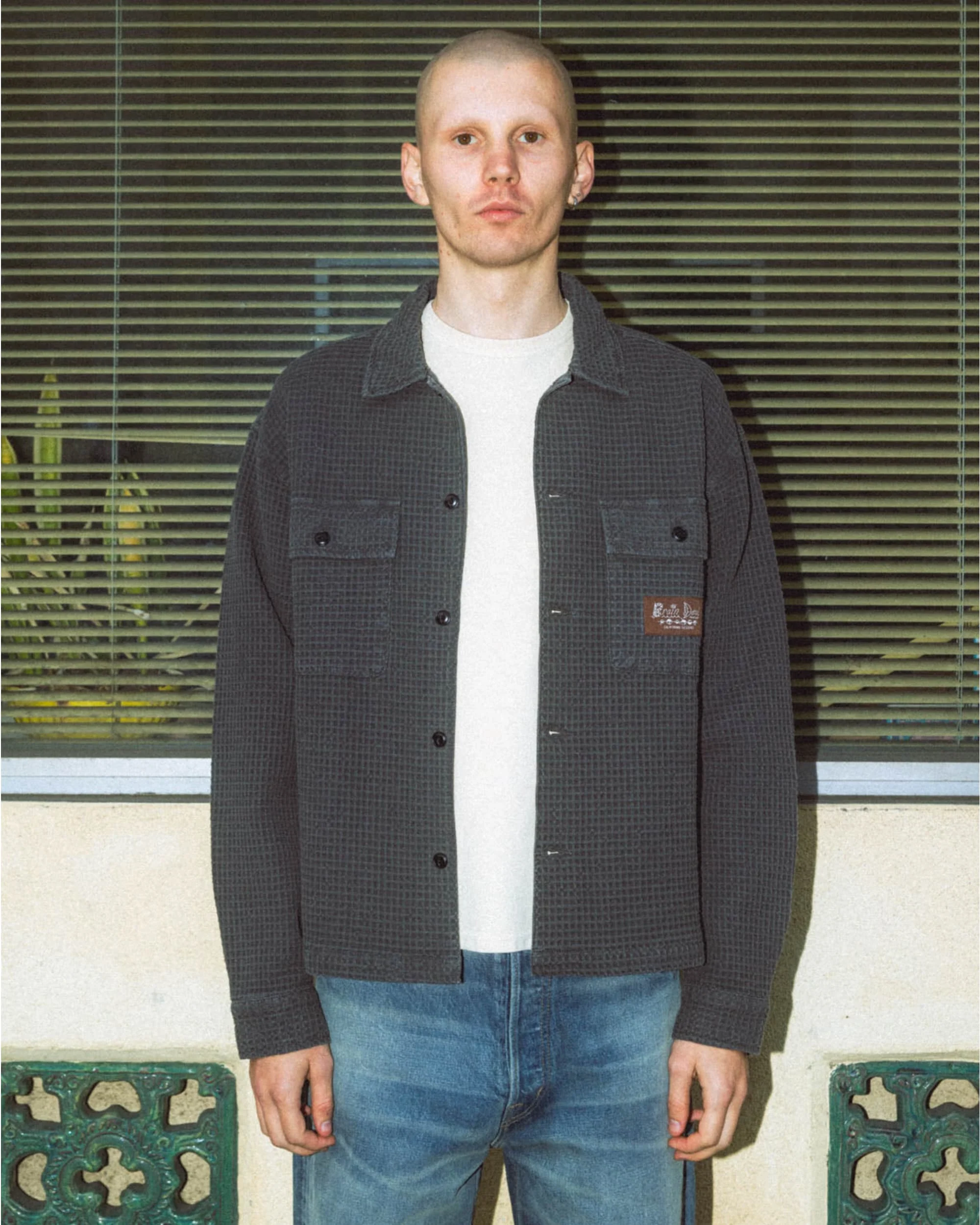 Waffle Button Front Shirt - Clay - Image 5