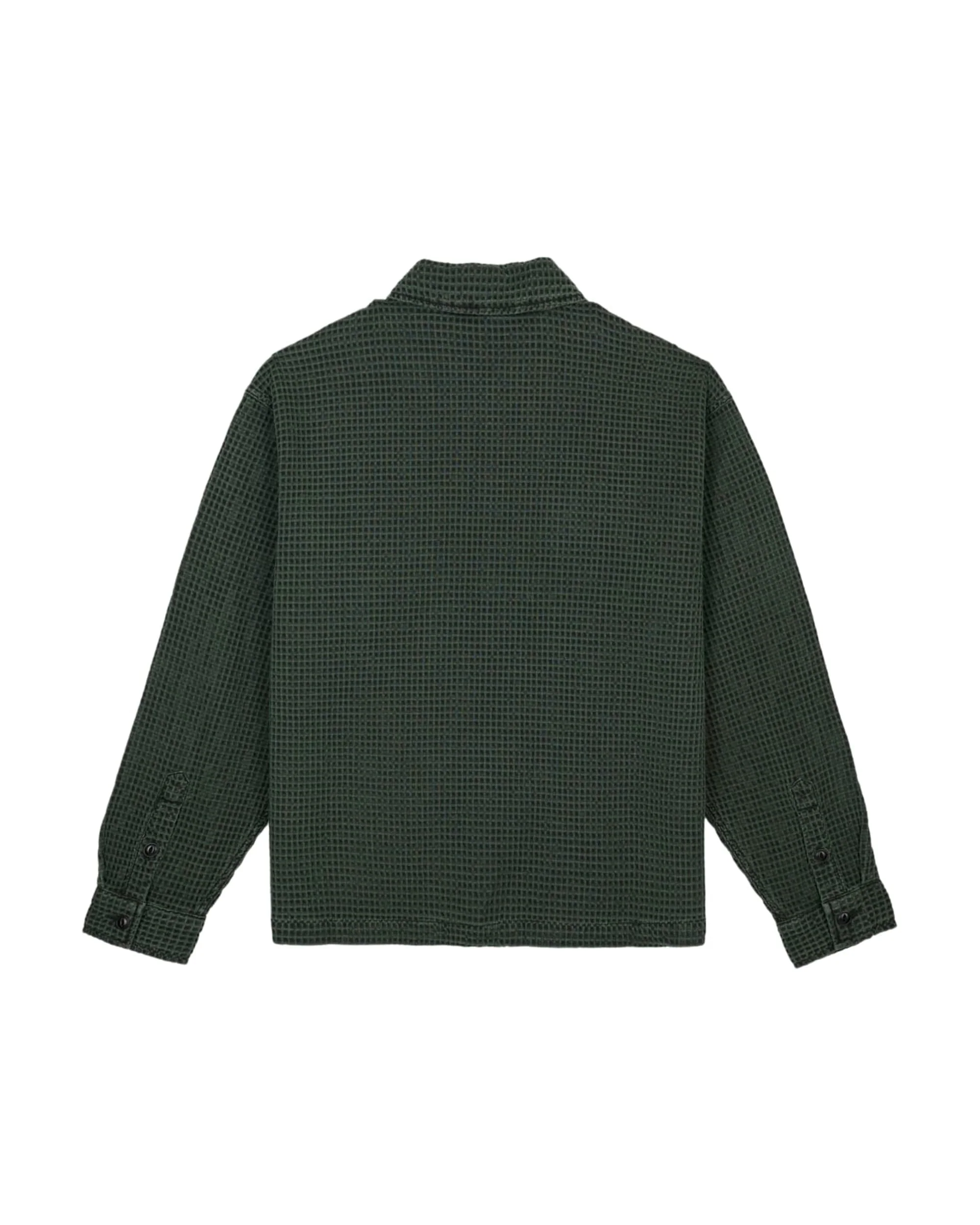 Waffle Button Front Shirt - Dark Green - Image 2