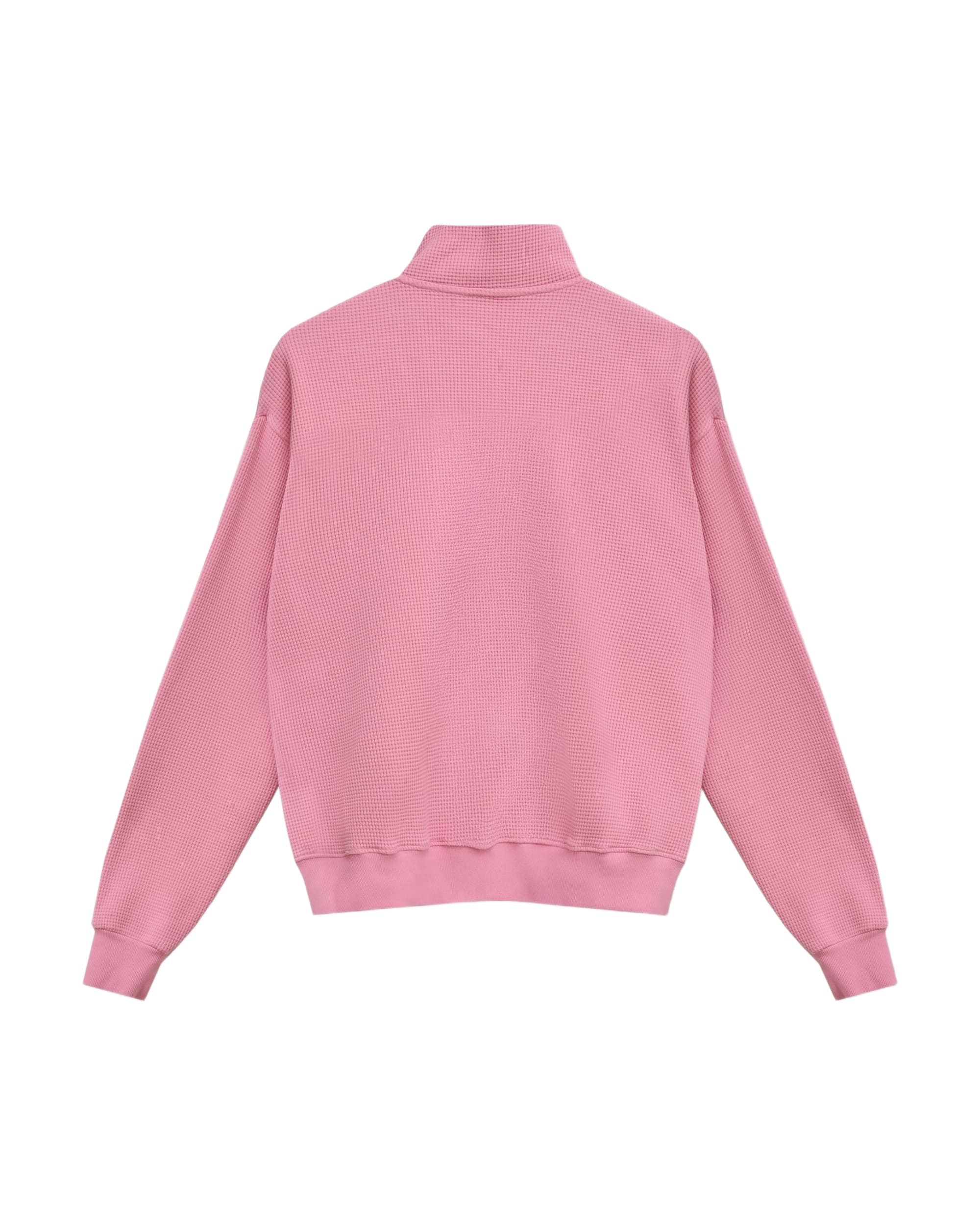Waffle Zip Up Track Jacket - Bubble Gum Pink - Image 2
