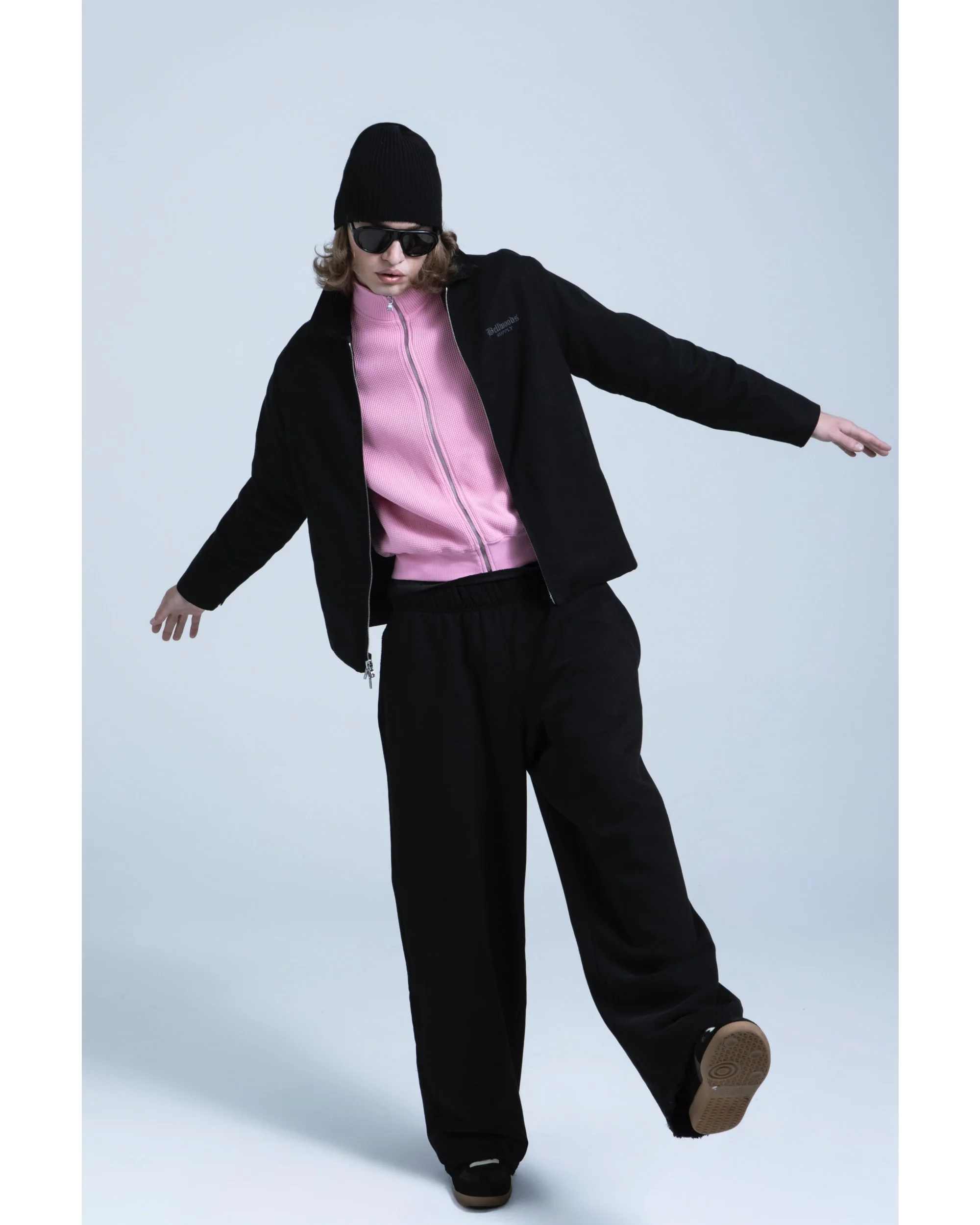Waffle Zip Up Track Jacket - Bubble Gum Pink - Image 4