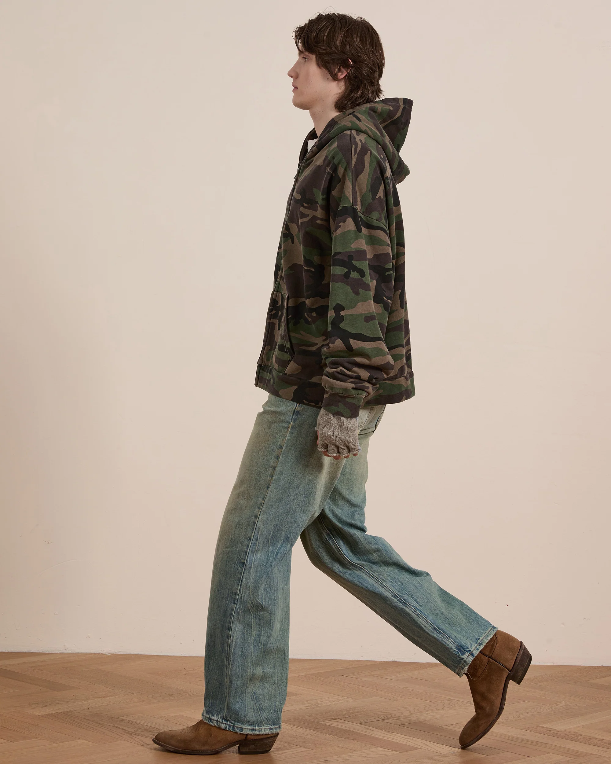Washed Camouflage Zip Hoodie - Image 11