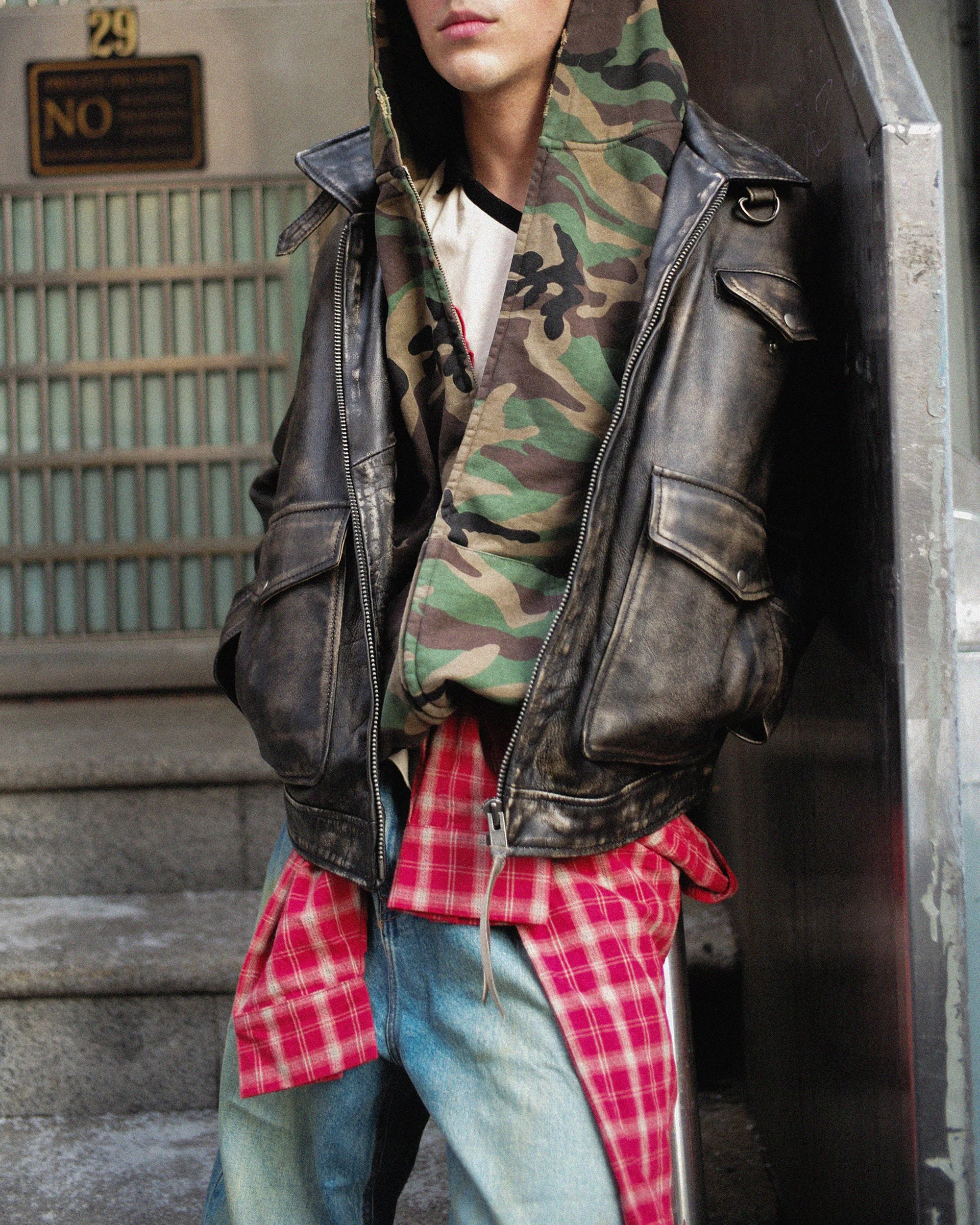 Washed Camouflage Zip Hoodie - Image 4