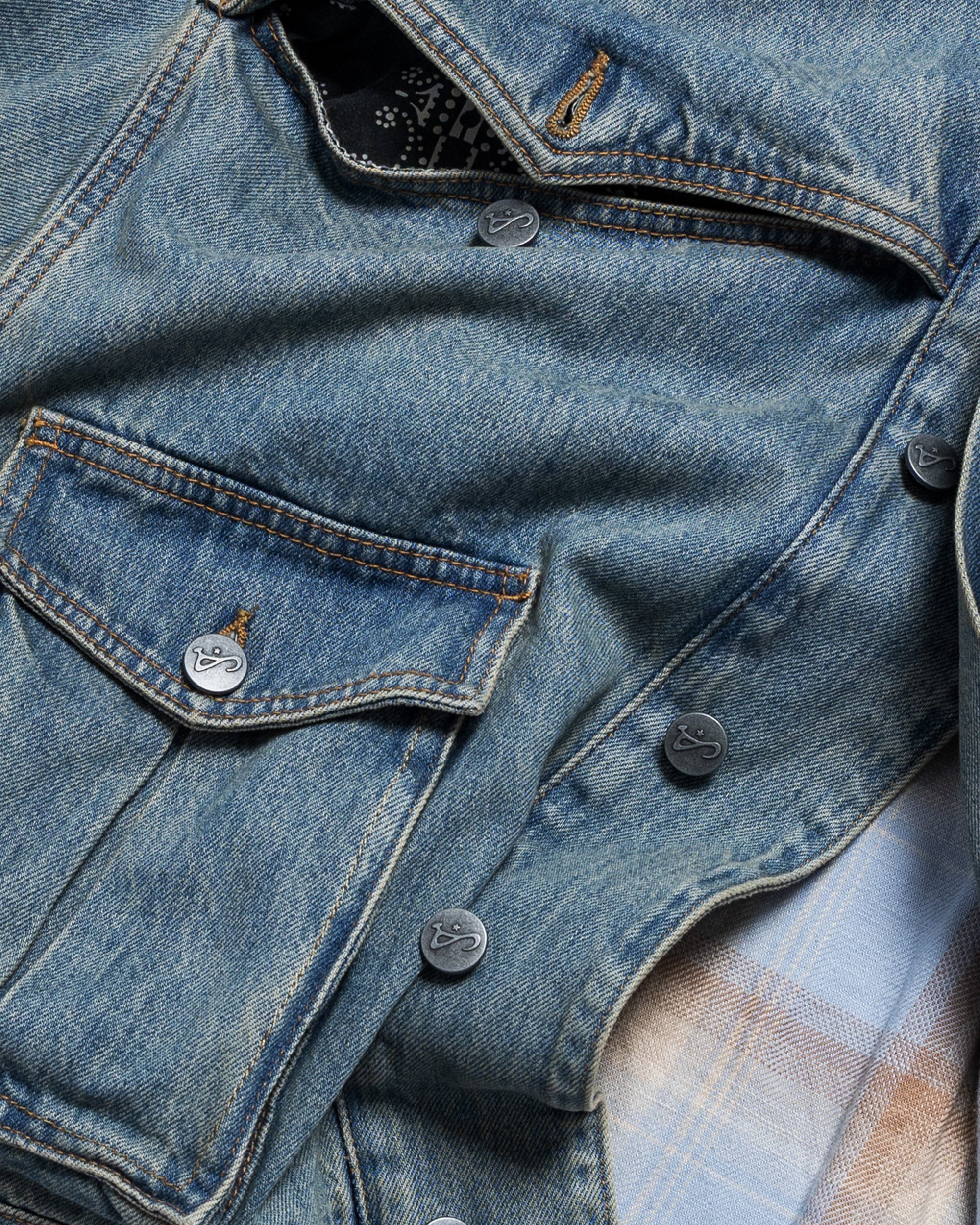 Washed Indigo Reversible 7 Pocket Japanese Denim Jacket - Image 17