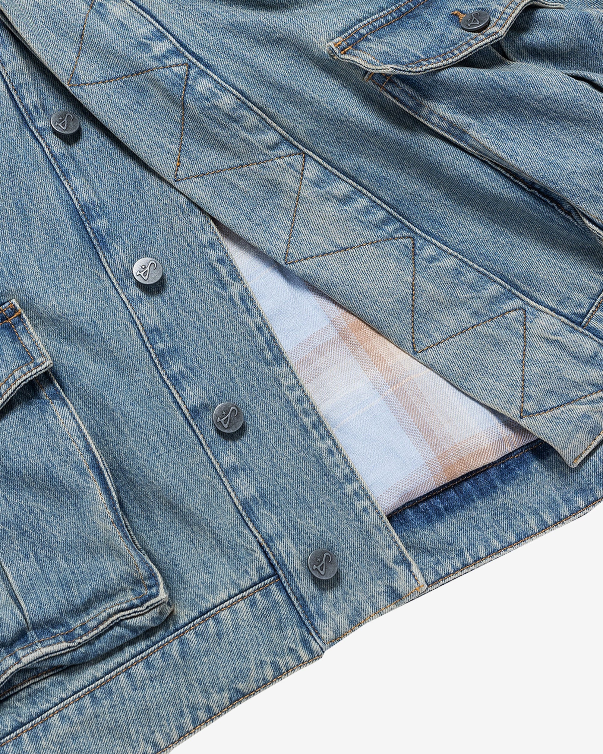 Washed Indigo Reversible 7 Pocket Japanese Denim Jacket - Image 20