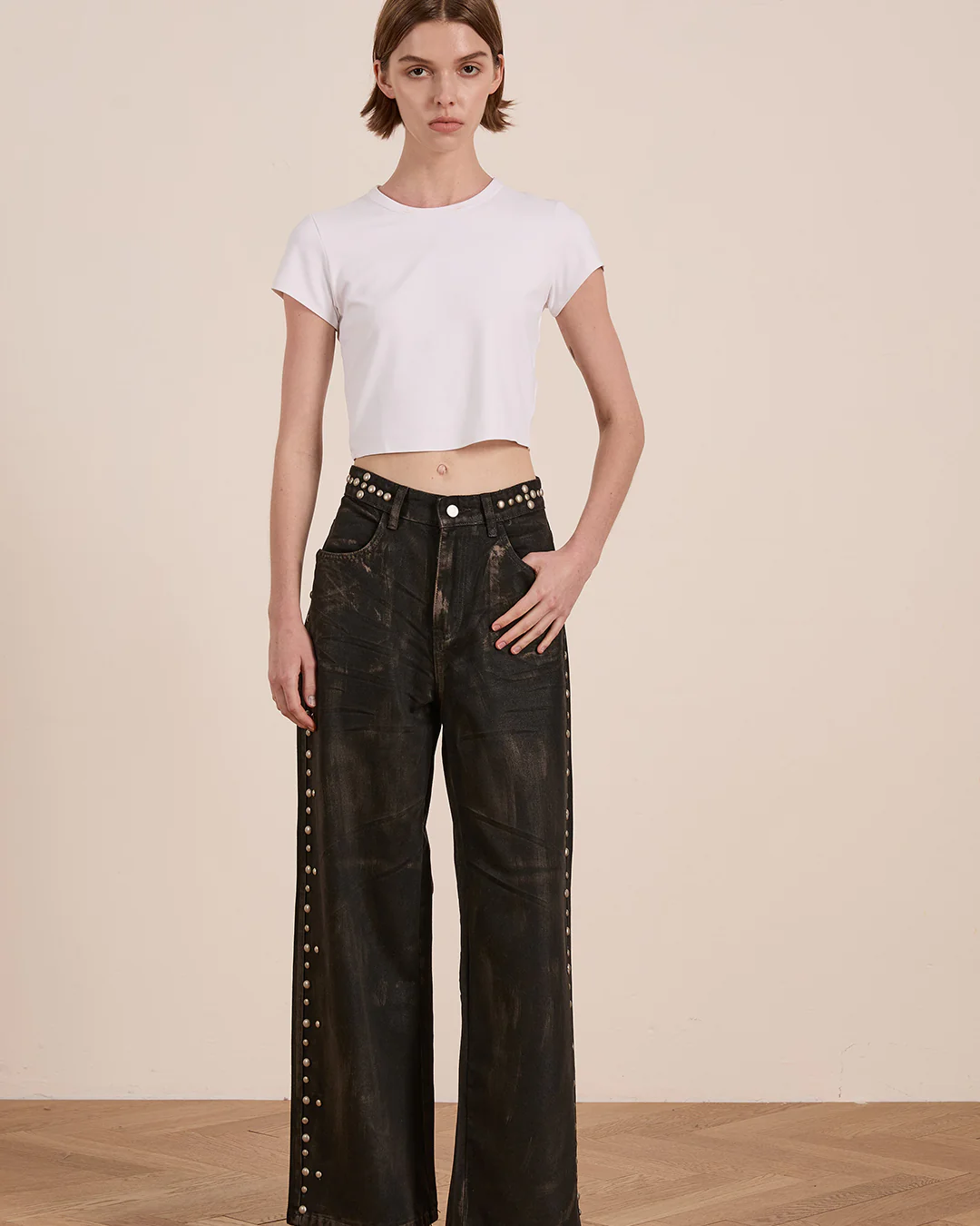 Waxed Studded Jeans - Image 12