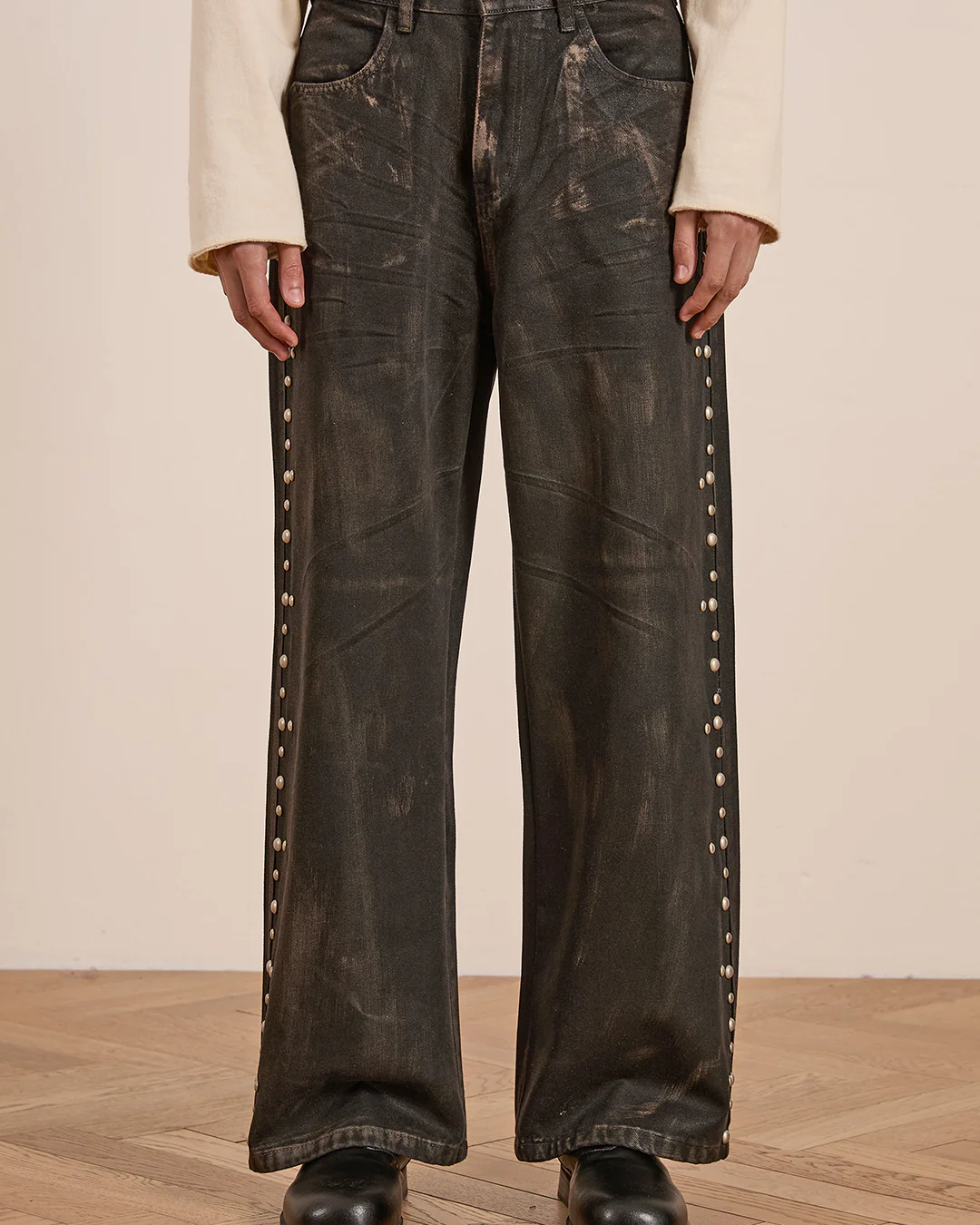 Waxed Studded Jeans - Image 5