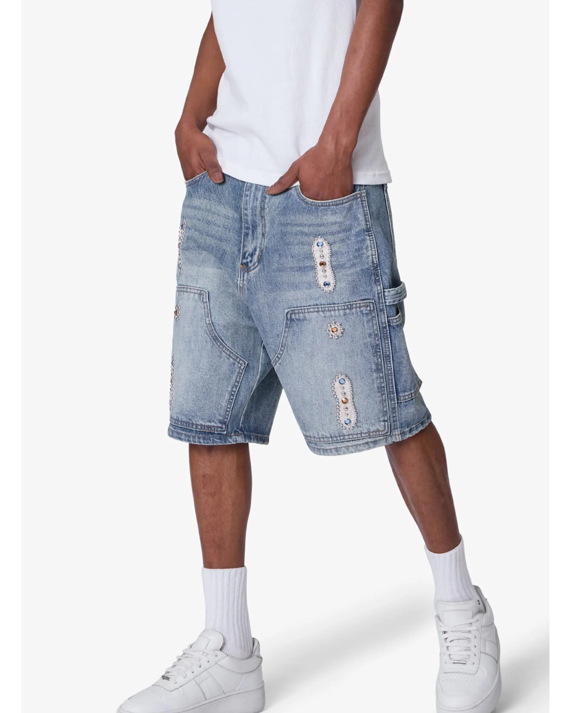 Western Jewel Denim Shorts - Blue - Image 2