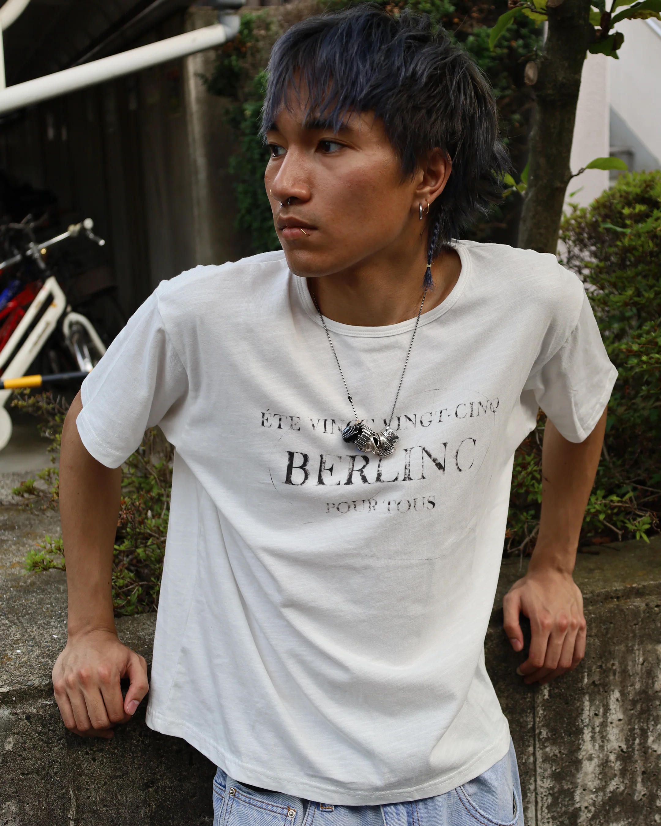 White Slub Cotton "Pour Tous" T-Shirt - Image 4