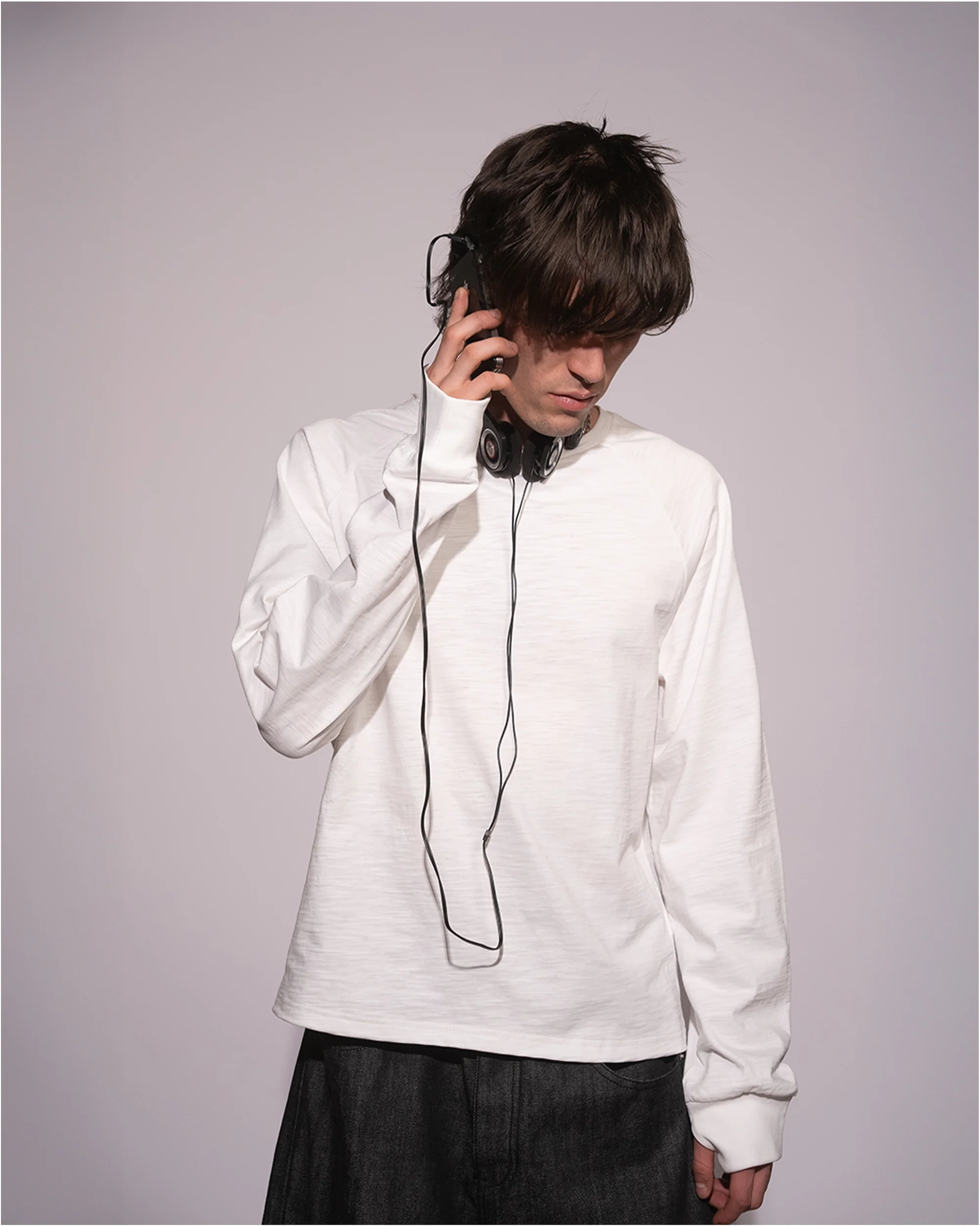 WHITE SLUB LONG SLEEVE SHIRT - Image 2