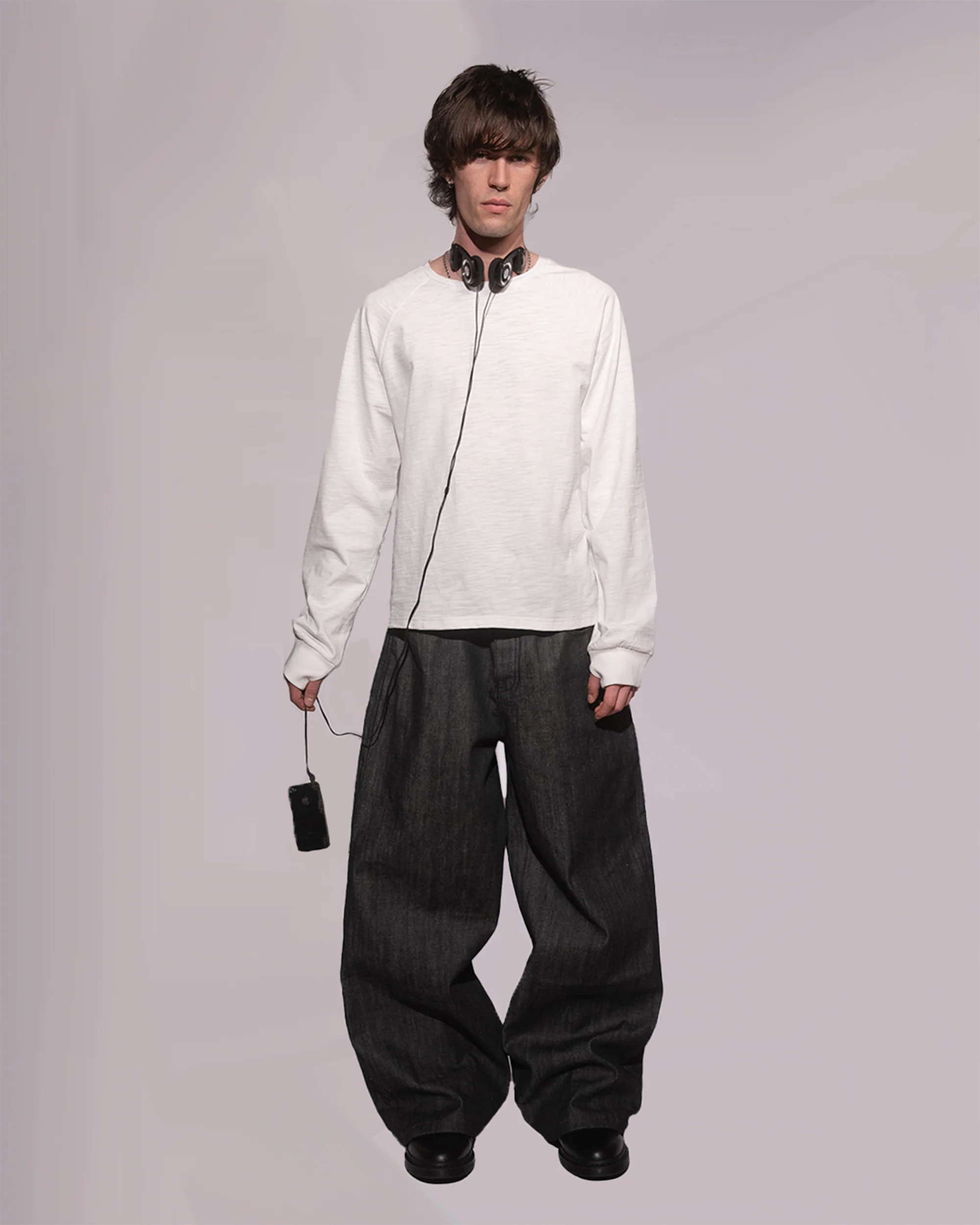 WHITE SLUB LONG SLEEVE SHIRT - Image 5