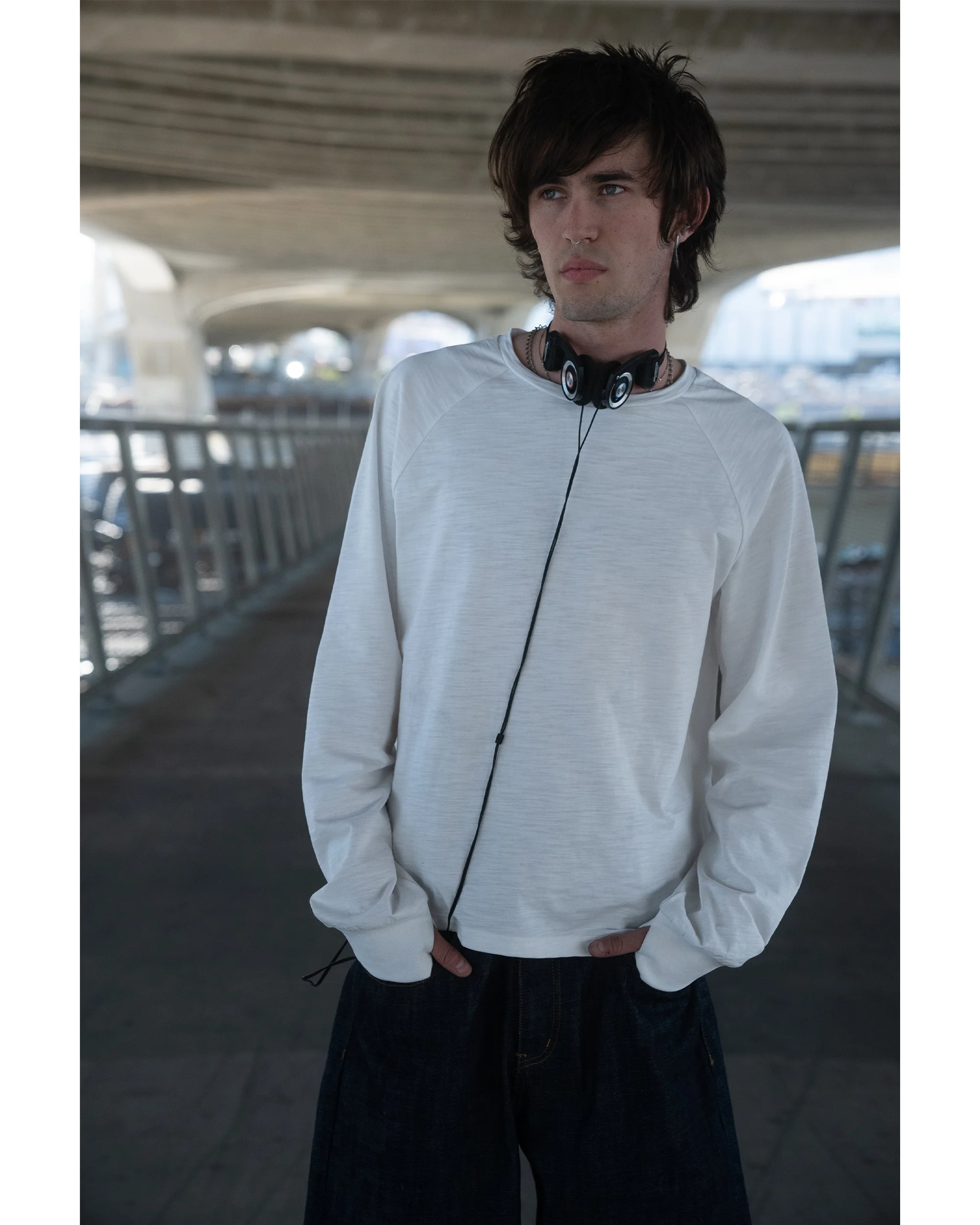 WHITE SLUB LONG SLEEVE SHIRT - Image 6