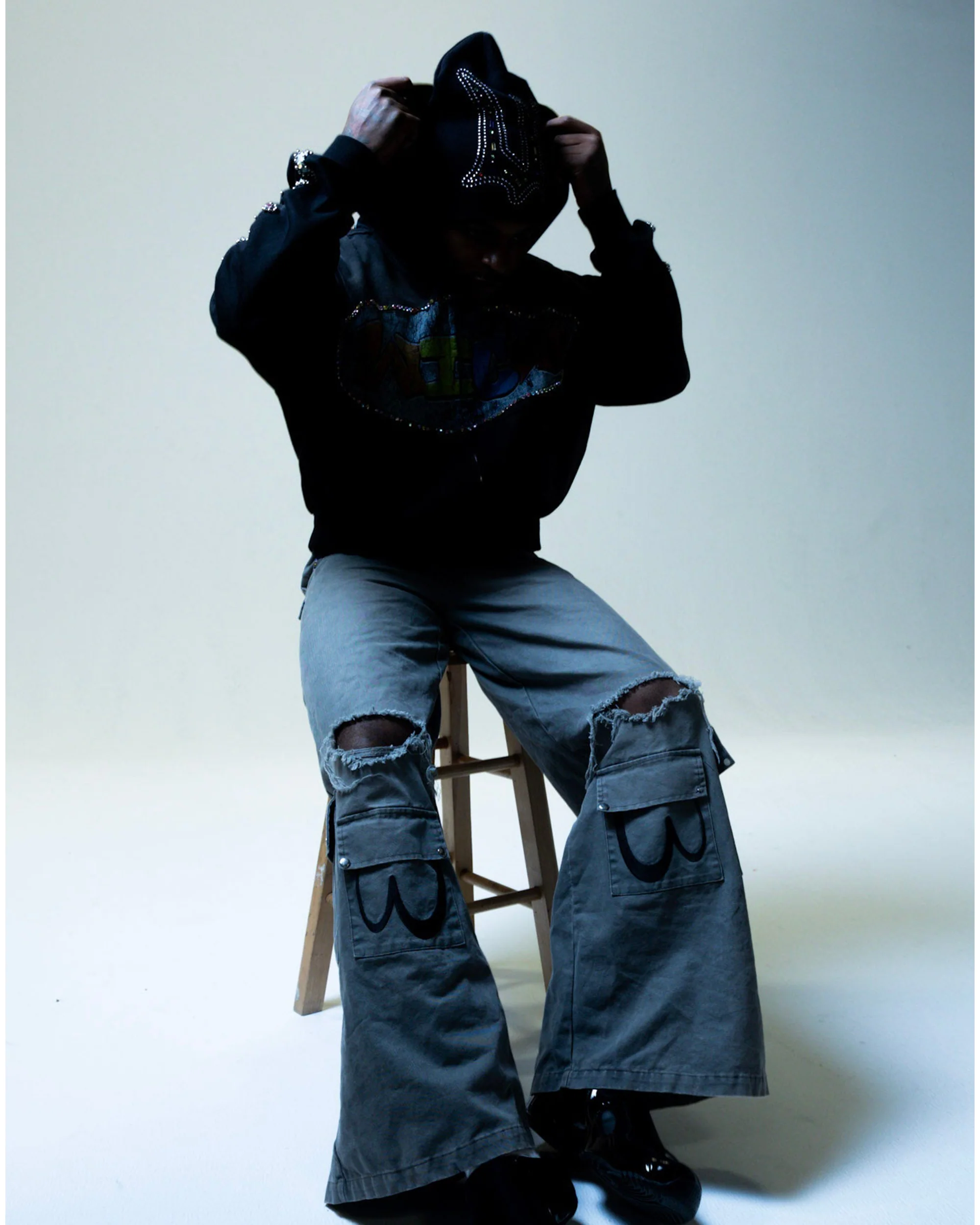 WICK GREY WASHED CARGOS - Image 2
