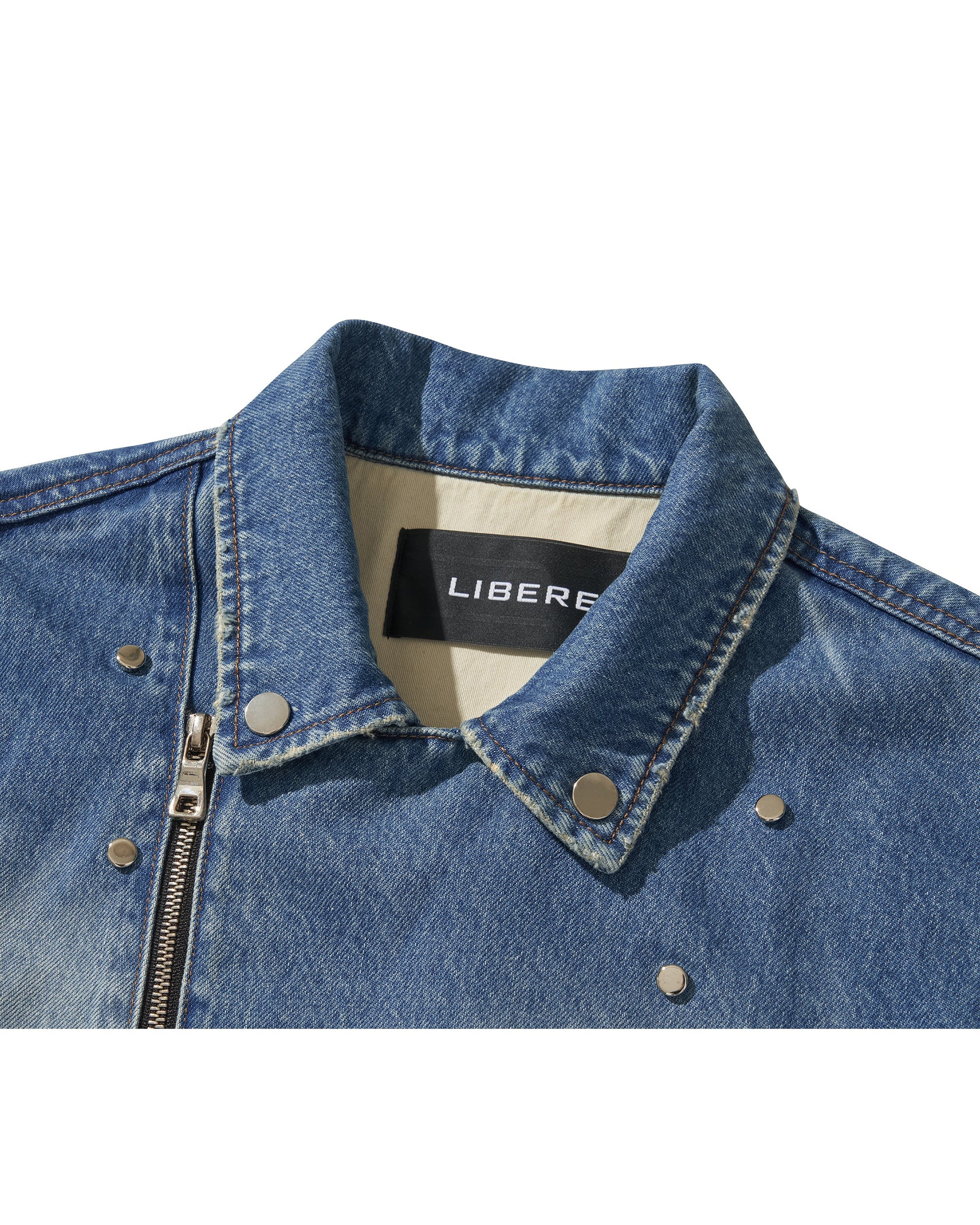 WIDE DENIM RIDER JACKET / BLUE - Image 10