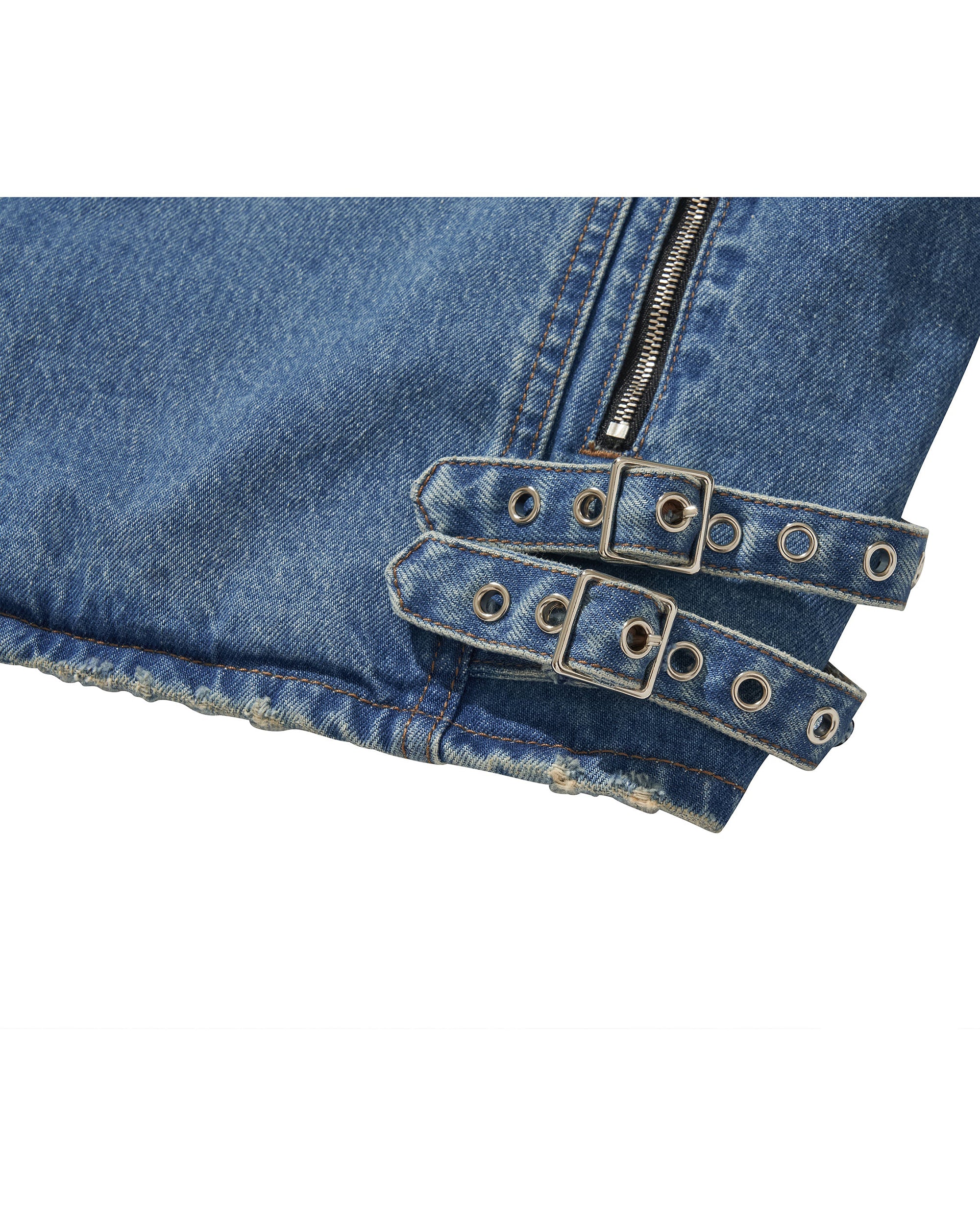 WIDE DENIM RIDER JACKET / BLUE - Image 11