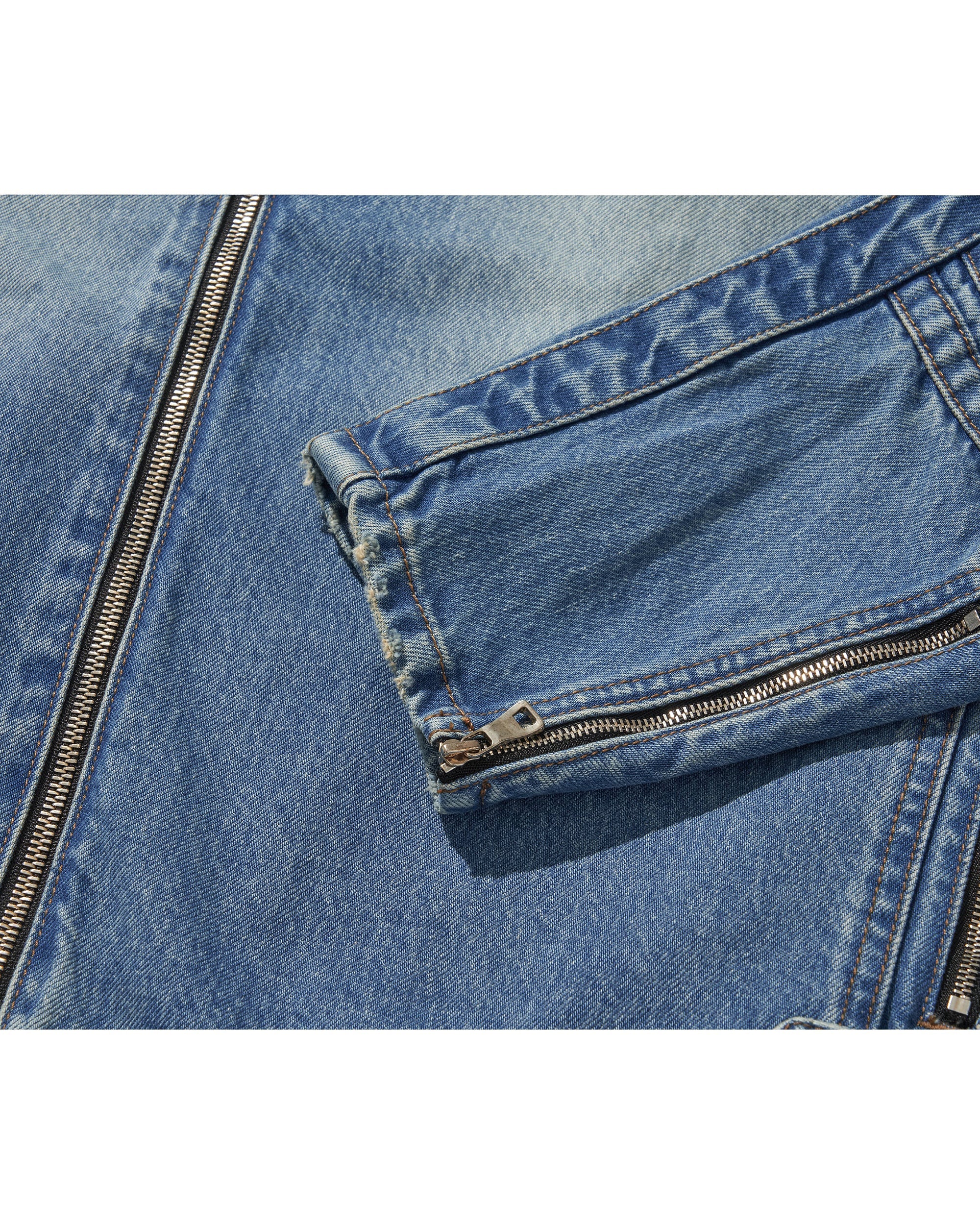 WIDE DENIM RIDER JACKET / BLUE - Image 13