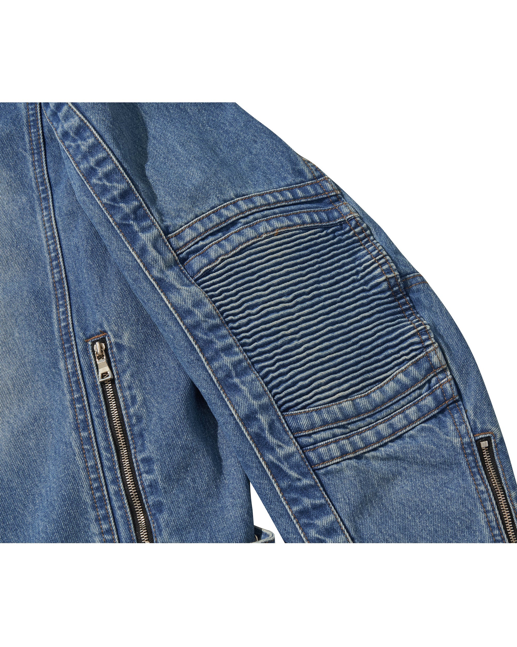WIDE DENIM RIDER JACKET / BLUE - Image 17