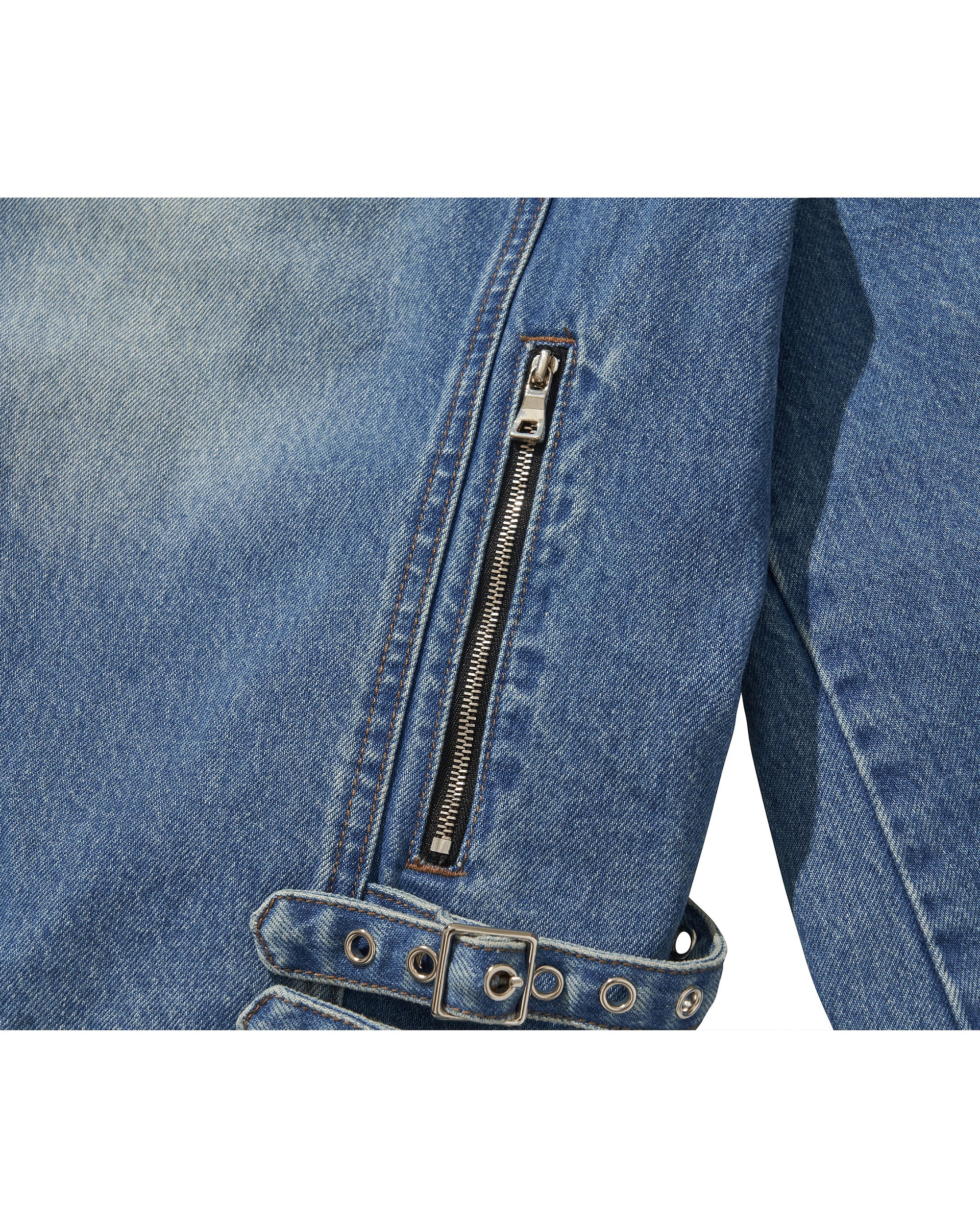 WIDE DENIM RIDER JACKET / BLUE - Image 18