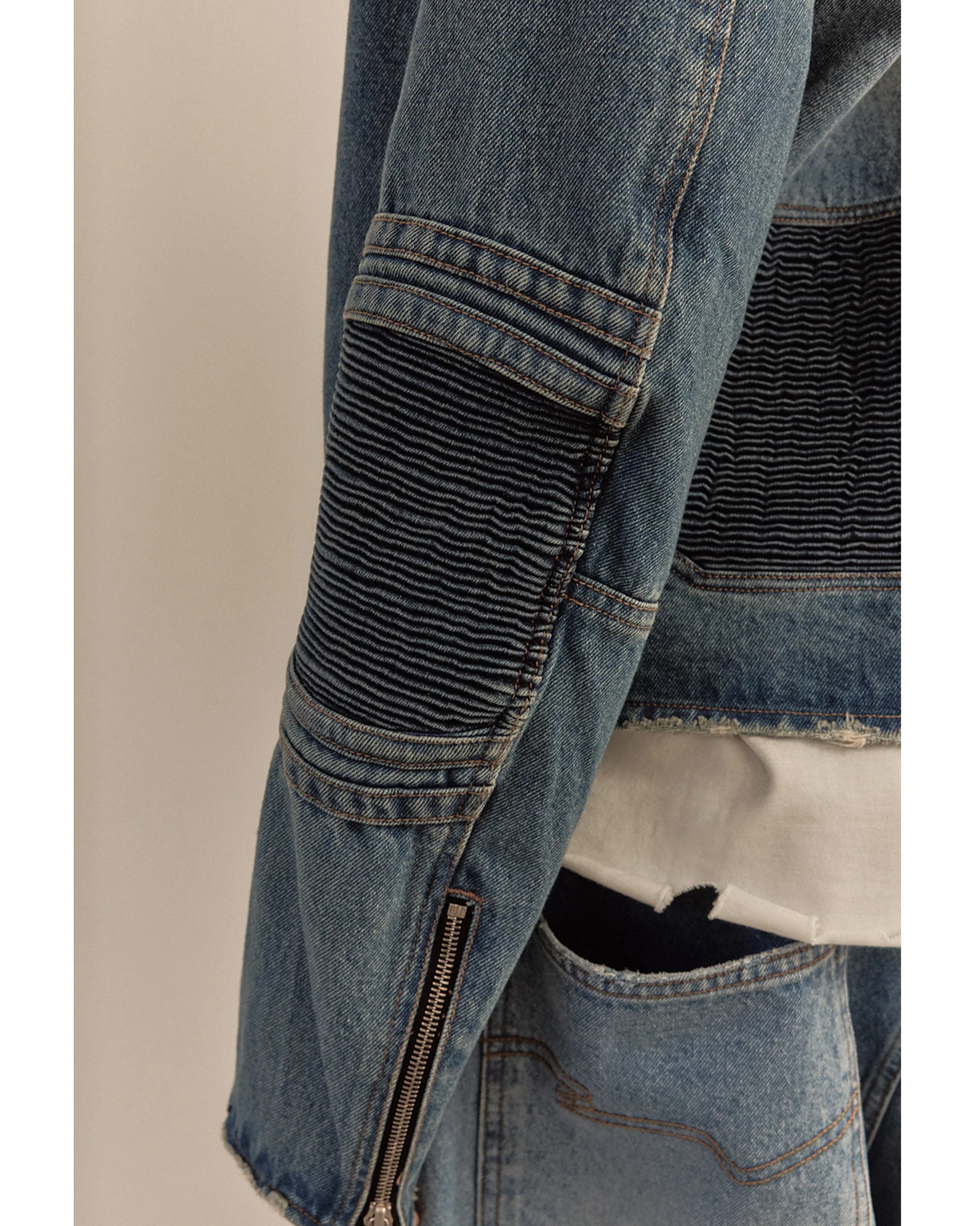 WIDE DENIM RIDER JACKET / BLUE - Image 21