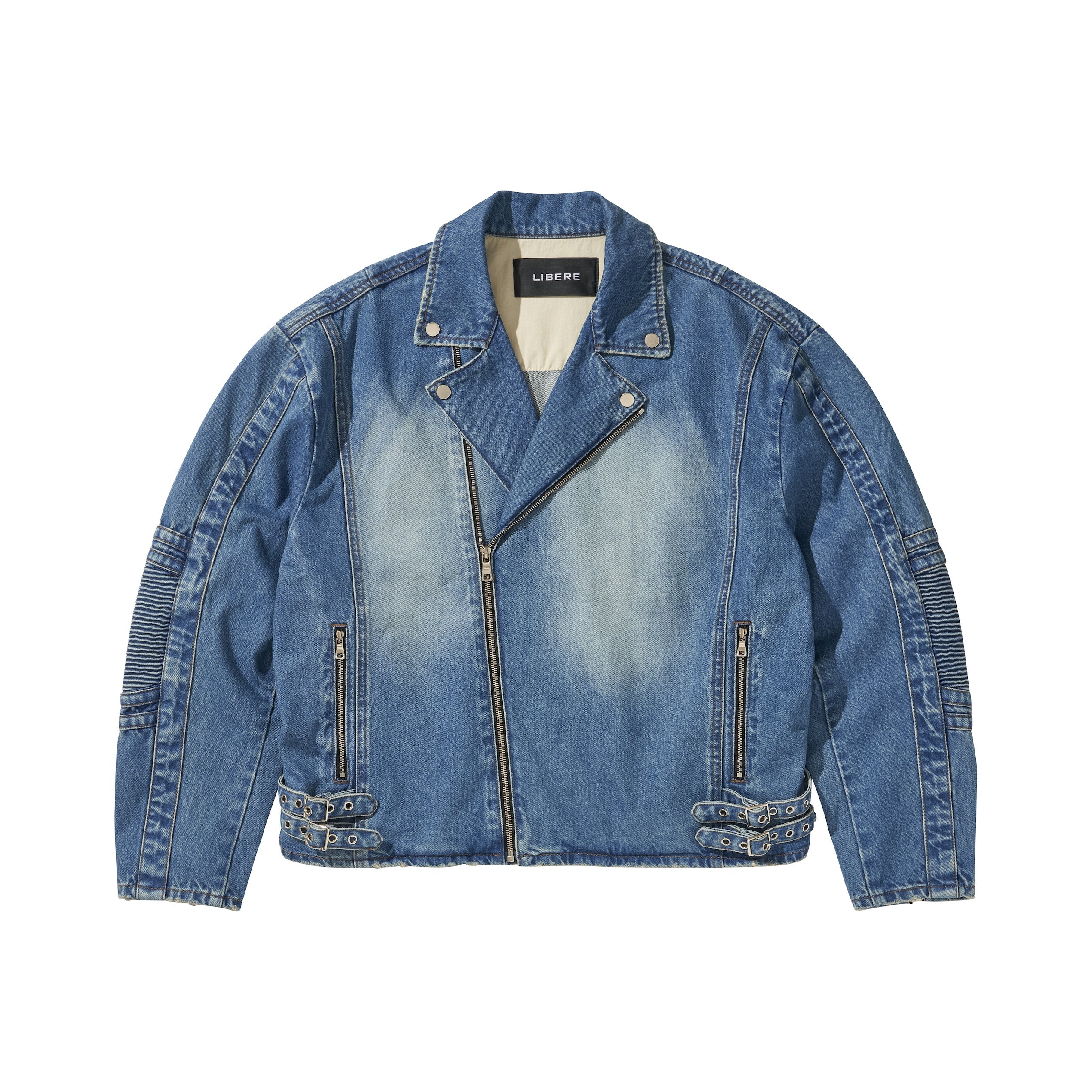 WIDE DENIM RIDER JACKET / BLUE - Image 25