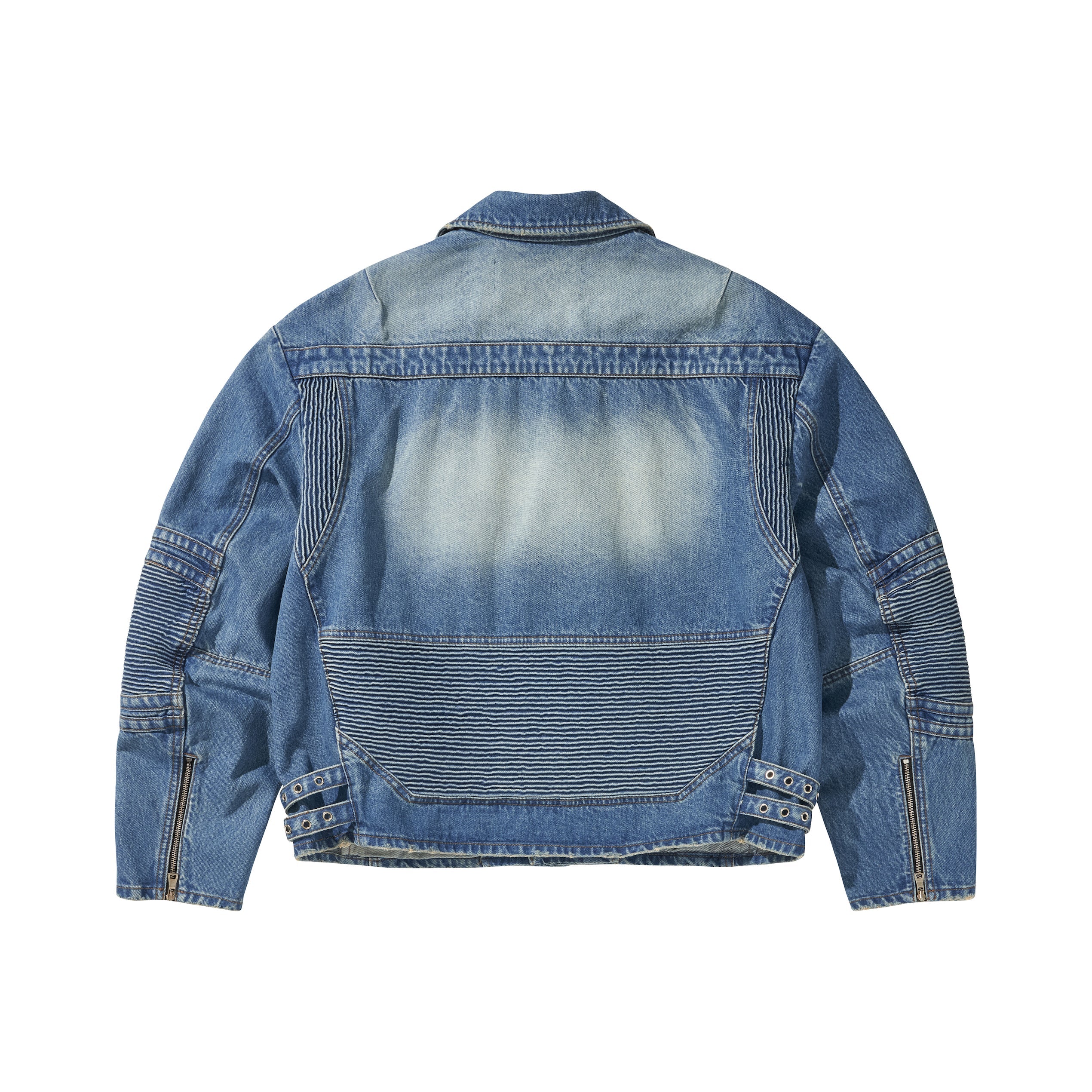 WIDE DENIM RIDER JACKET / BLUE - Image 26