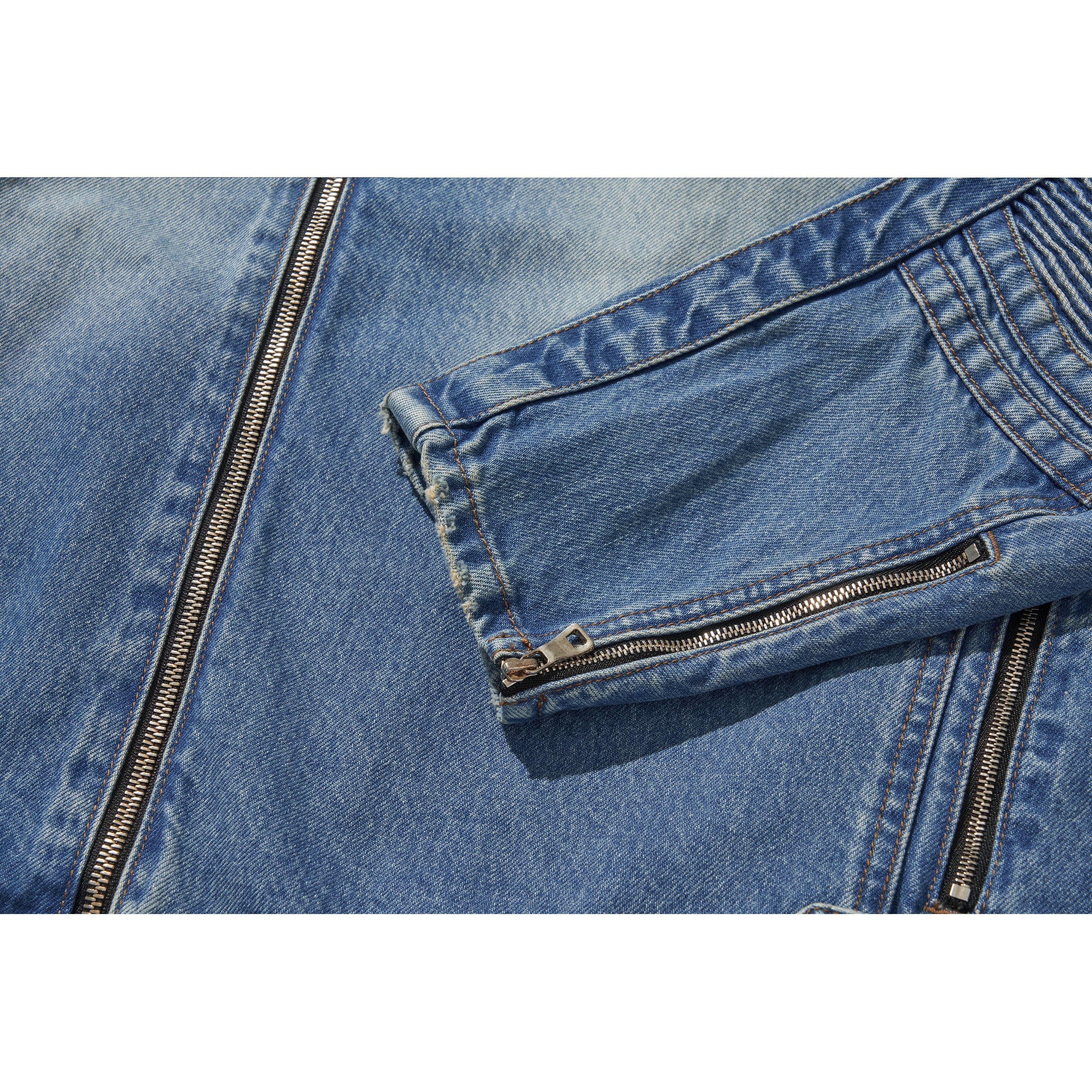 WIDE DENIM RIDER JACKET / BLUE - Image 34