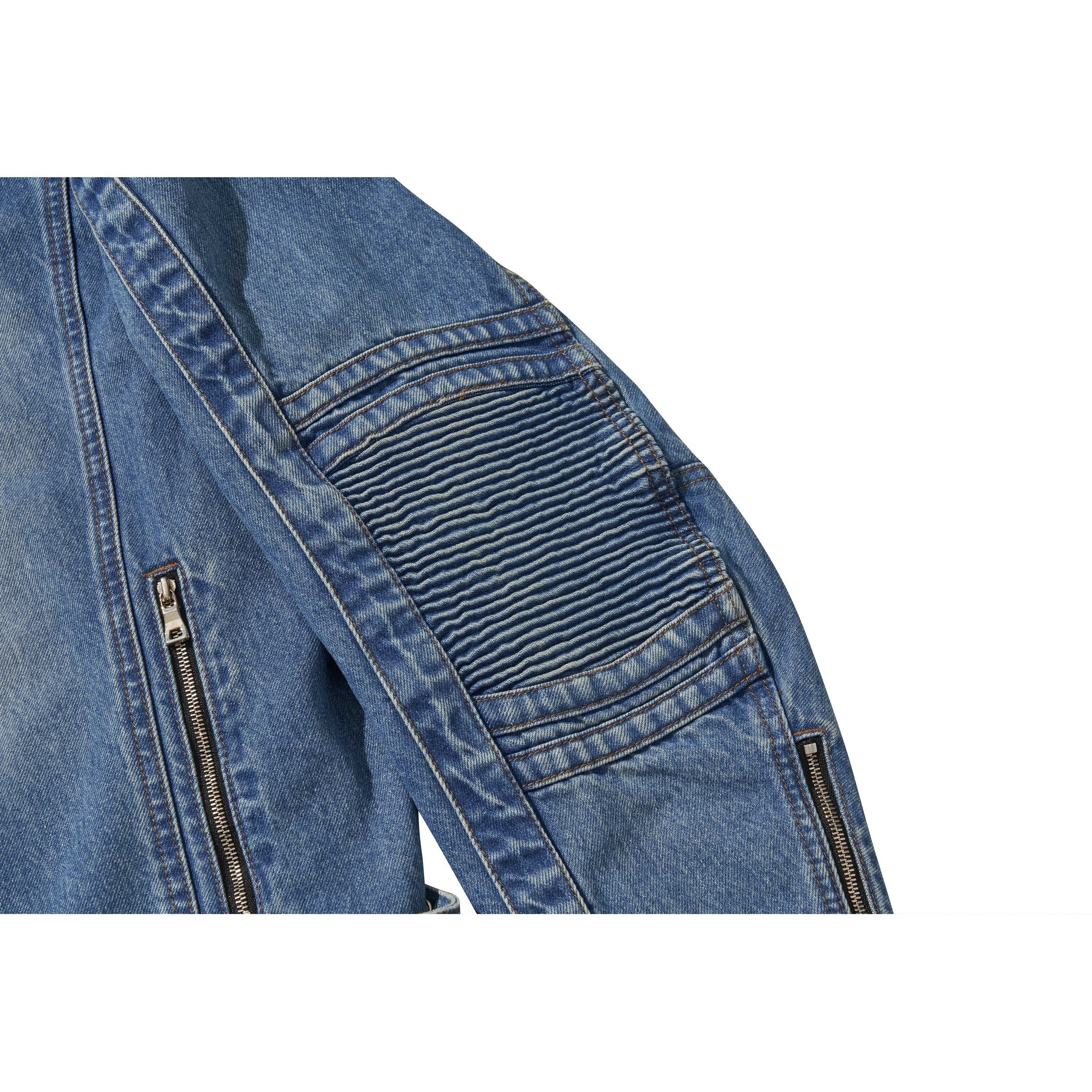 WIDE DENIM RIDER JACKET / BLUE - Image 35