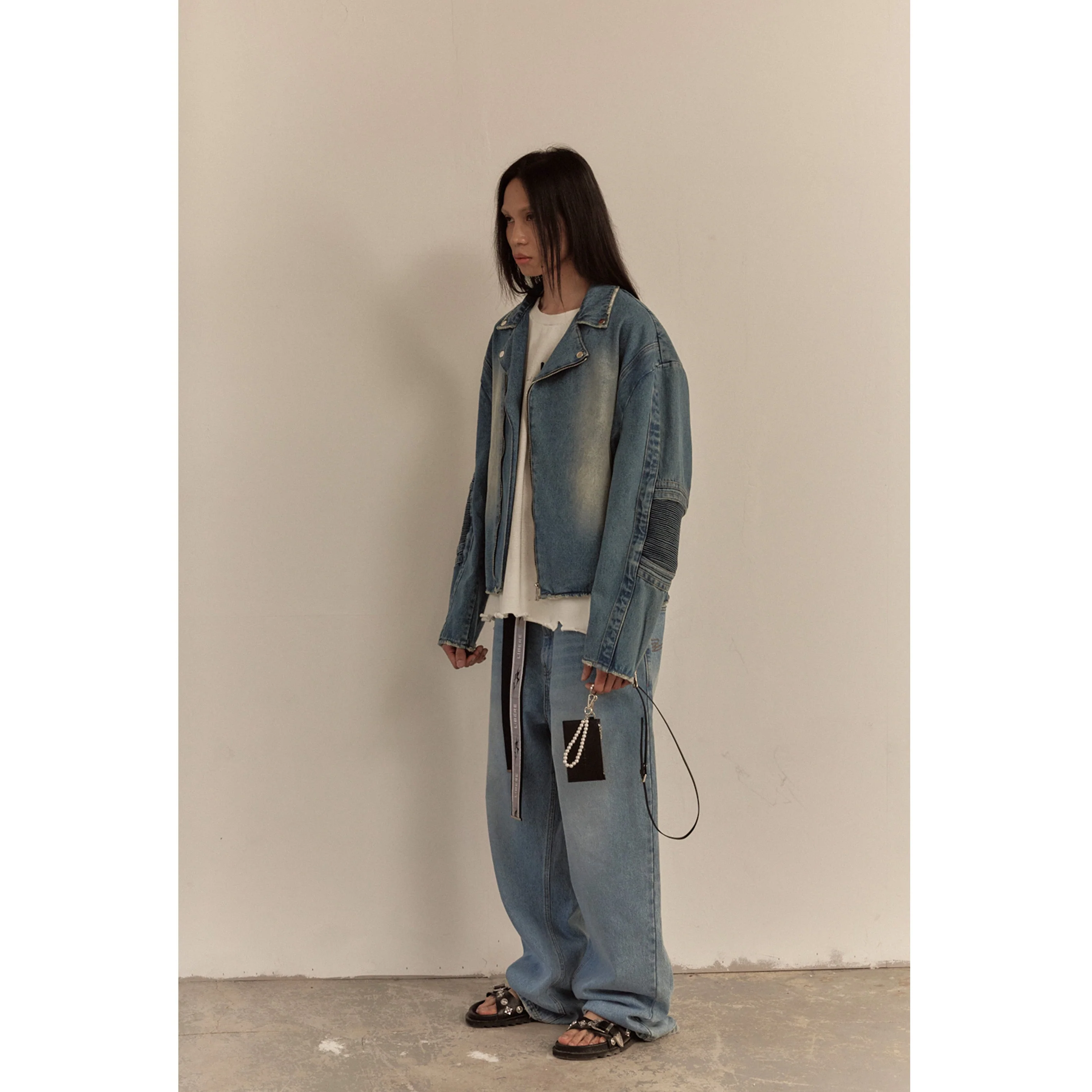 WIDE DENIM RIDER JACKET / BLUE - Image 39